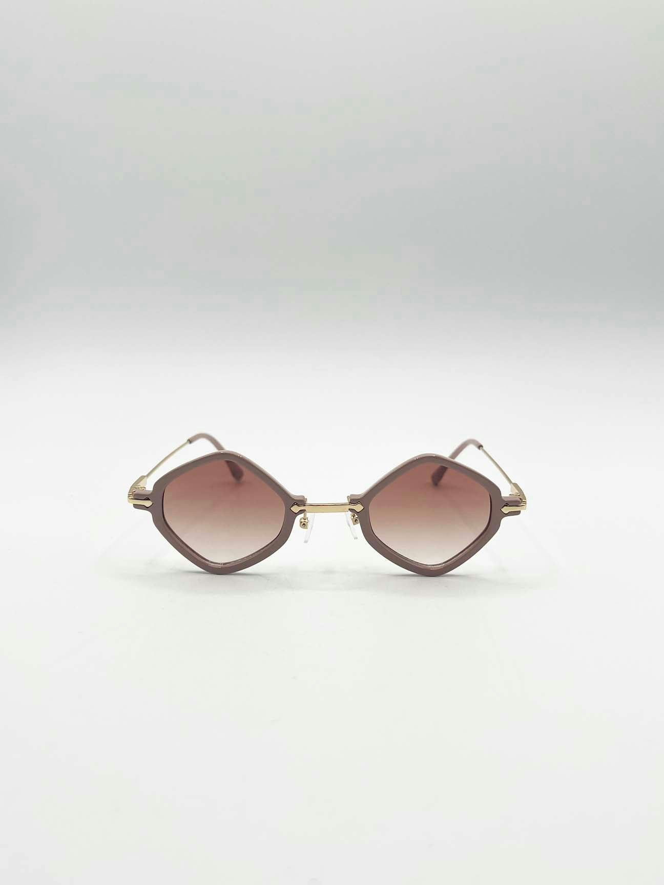 Svnx Gold Diamond Shape Sunglasses In Nude - One Size - Nude
