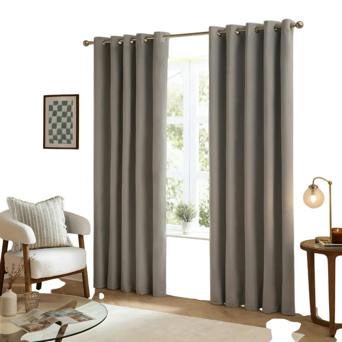 Furn Silver Ultimate Velvet Blackout Curtains - 168Cm X 229Cm - 100% Polyester