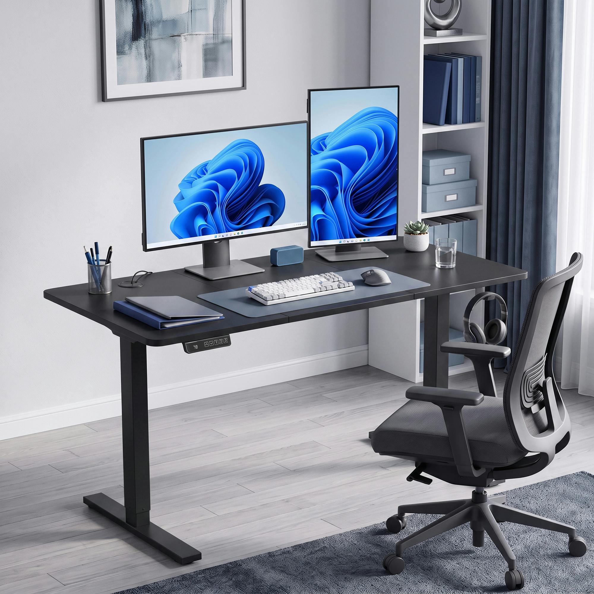 HOMCOM Standing Desk Memory Control Adjustable in Black | Size: 120cm x 60cm - Image 2