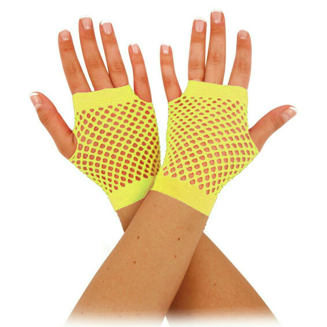 Bristol Novelty Unisex Green Adults Short Fishnet Gloves (1 Pair) - Neon - One Size - Neon