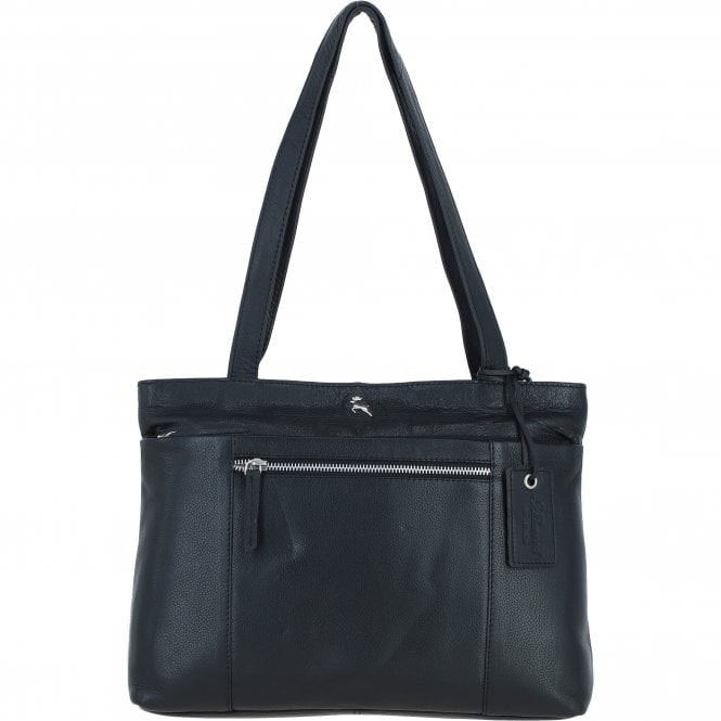 Ashwood Black Elegant Real Leather Multi-Pocket Shoulder Bag: Newport - Leather