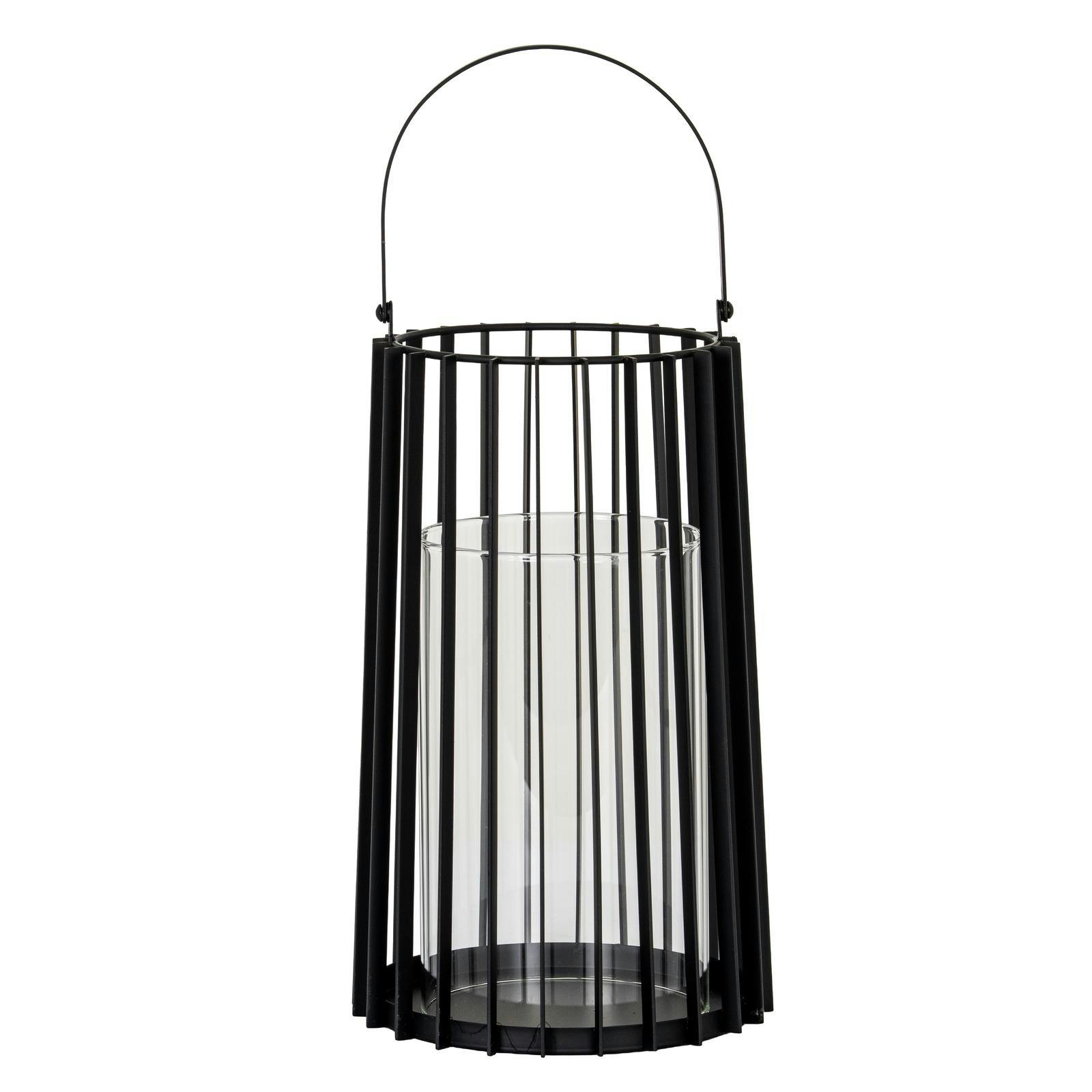 Rackhams Black Lynk Glass Lantern Candle Holder - 40Cm X 18Cm X 18Cm - 100% Mixed