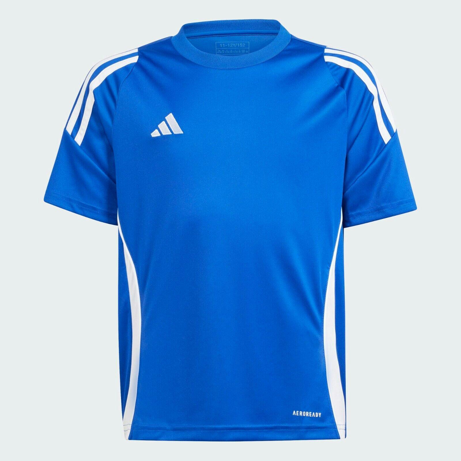 Adidas Boys Blue / Girls Junior T Shirt Tiro 24 Football Jersey Is1032 - 116 5-6 Years