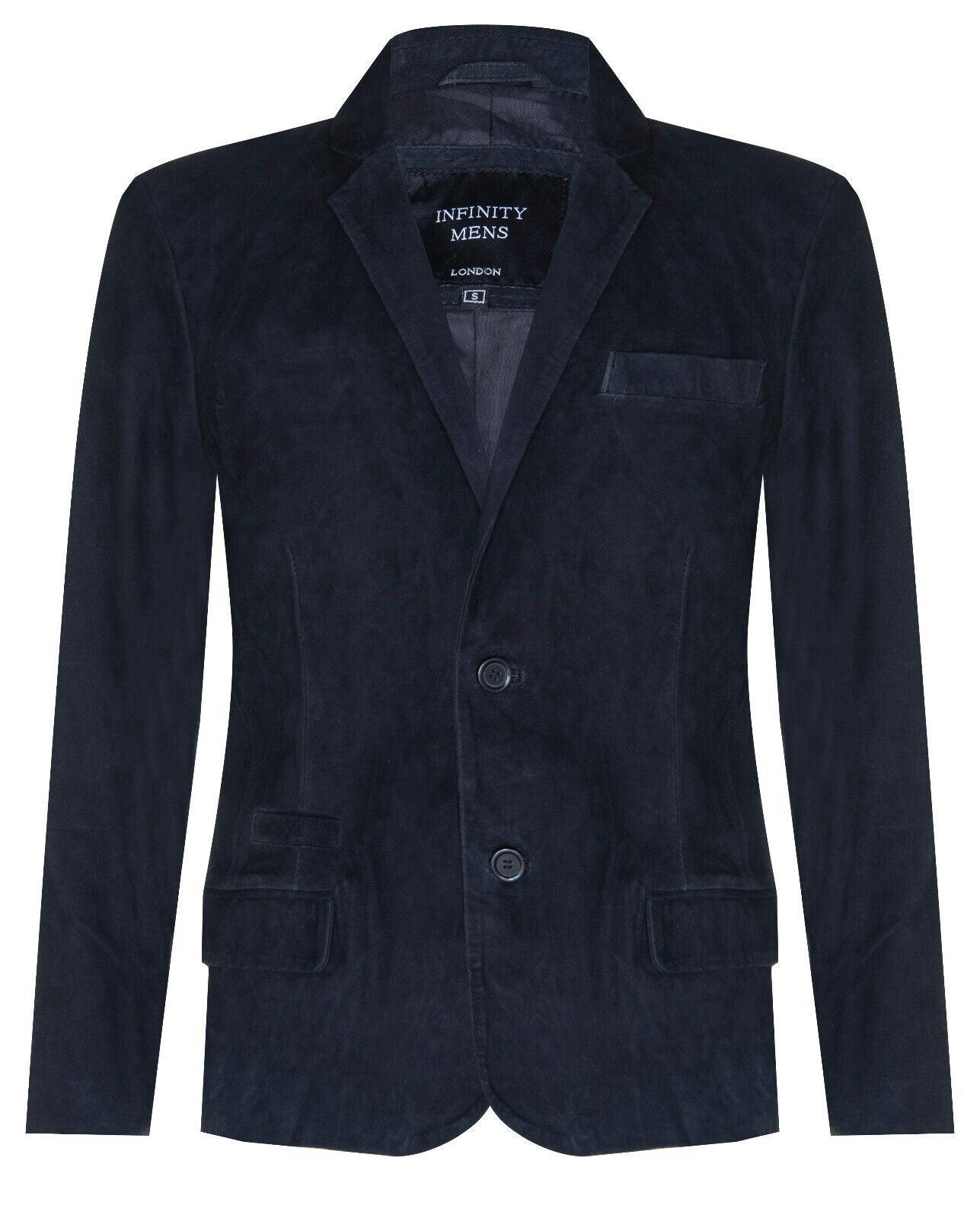 Infinity Leather Men's Black Blazer Suede Jacket Soft Italian Leather Coat - Uk Xl | Eu 52 | Us 42