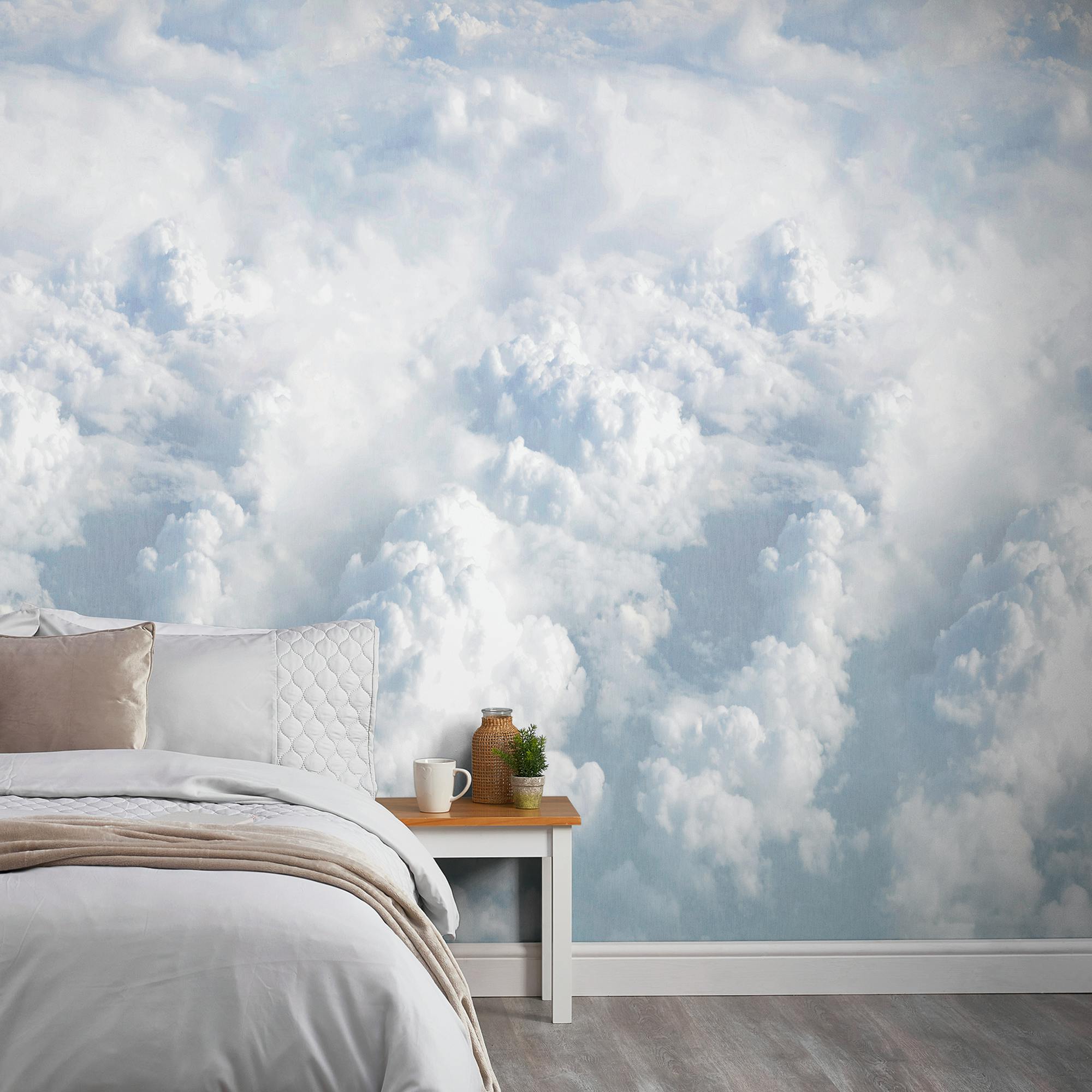 Grandeco Blue Dreamy Clouds 3 Panel Repeatable Mural 1.59 X 2.8M, Sky