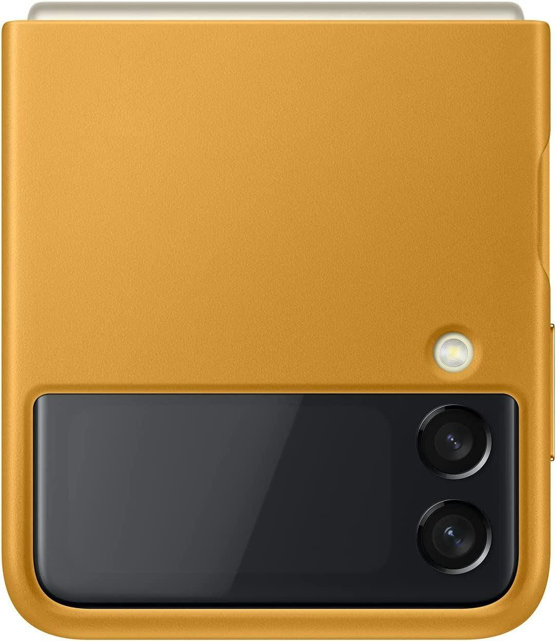Samsung Galaxy Z Flip3 Leather Cover - Official Samsung Case - Mustard - Image 2