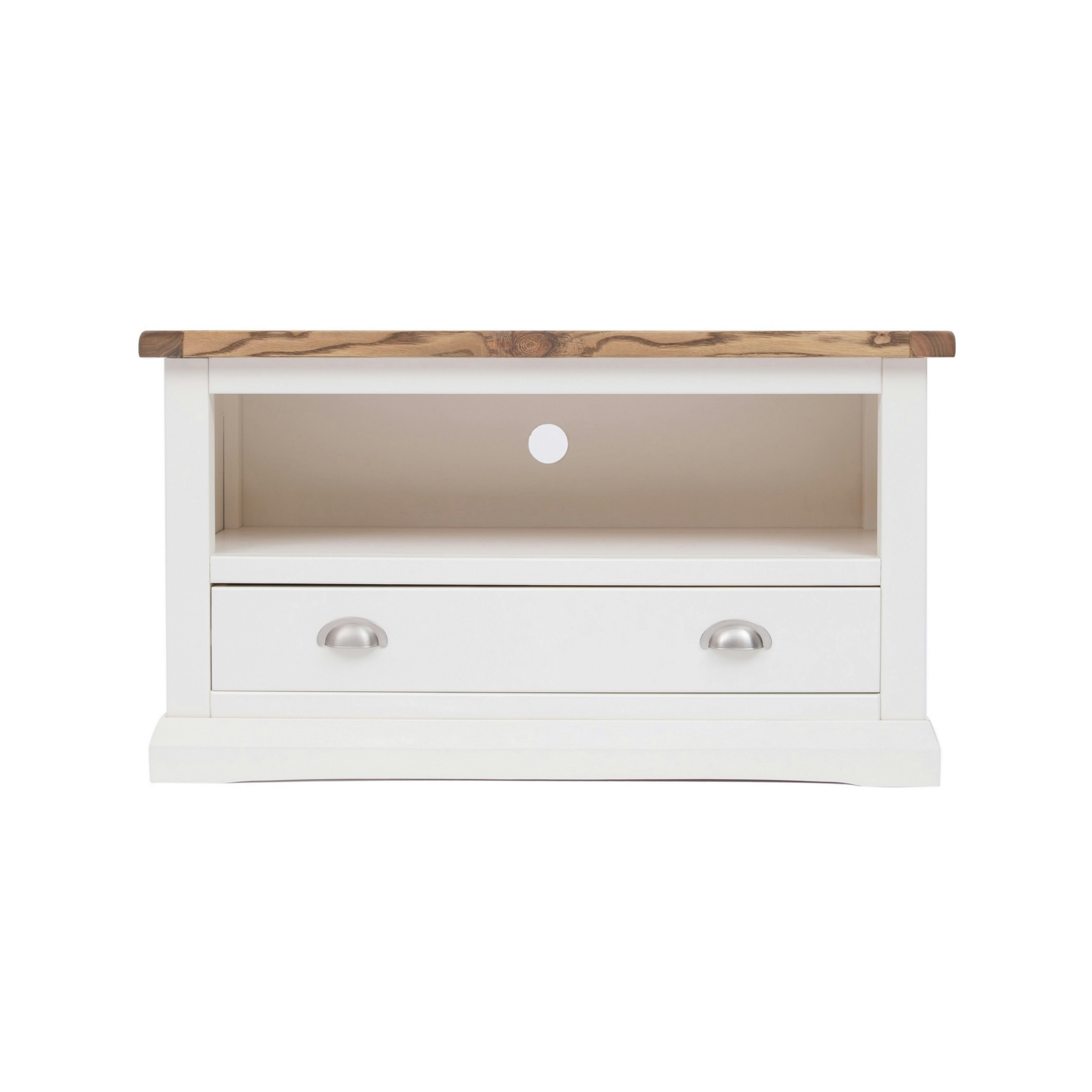Rackhams White Cosenza Off 1 Drawer Tv Cabinet Chrome Cup Handle - Off