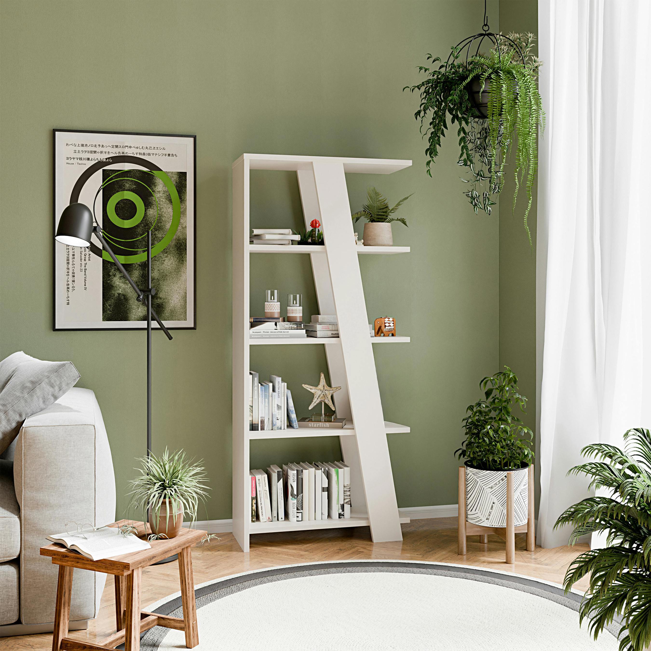 Furniture To Go Natta 5-Tier Shelving Unit In Sand - W 72 X H 161 X D 29.6Cm - 1 - Manufactured Wood
