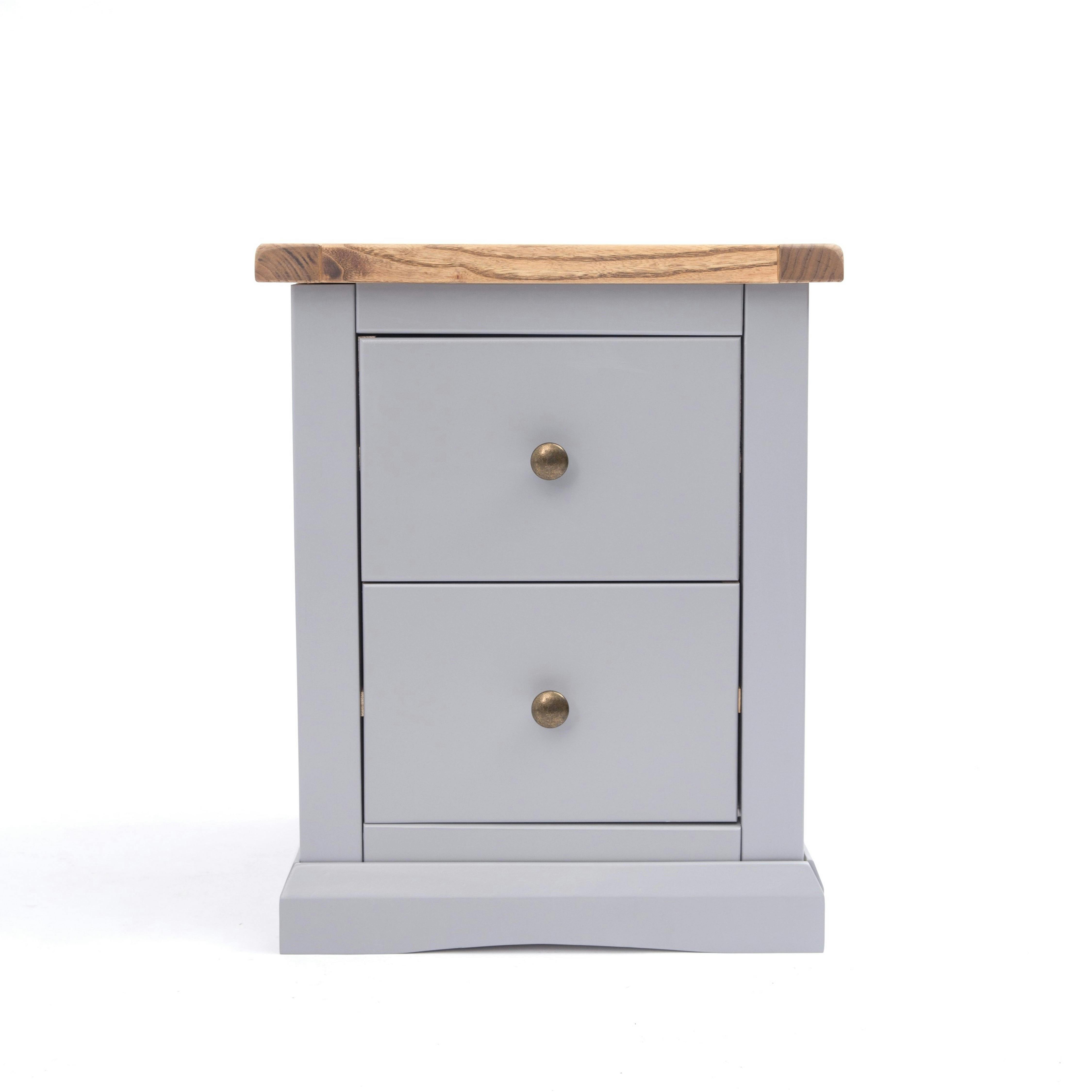 Rackhams Grey Rocca 2 Drawer Bedside Table
