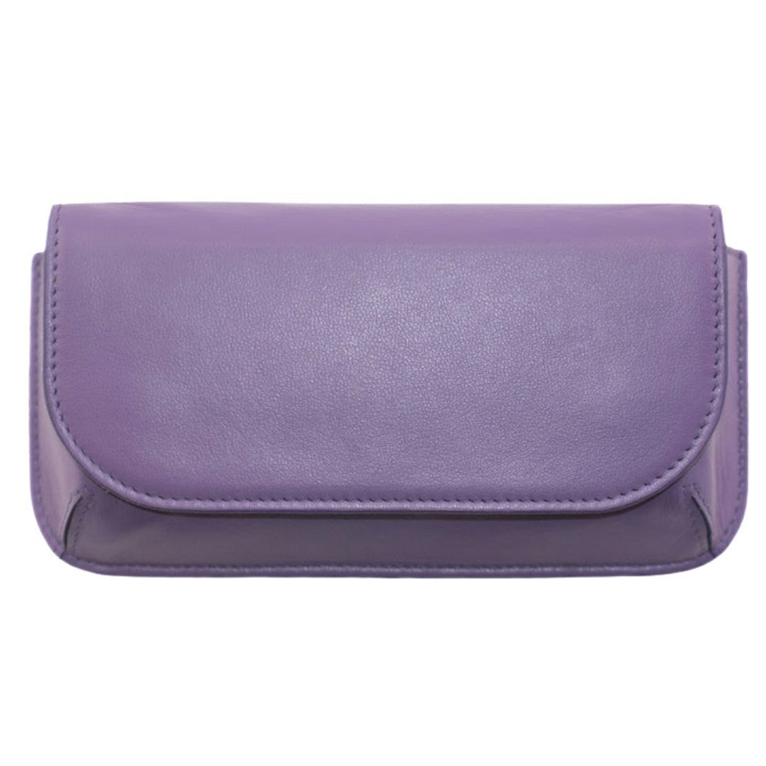 Mala Leather Unisex Purple Large Structured Glasses / Sunglasses Case