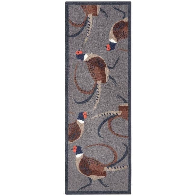 The Rugs Light/Grey/Dark Animal-Themed Pheasant Washable Mat And Runner - 50X150 Cm