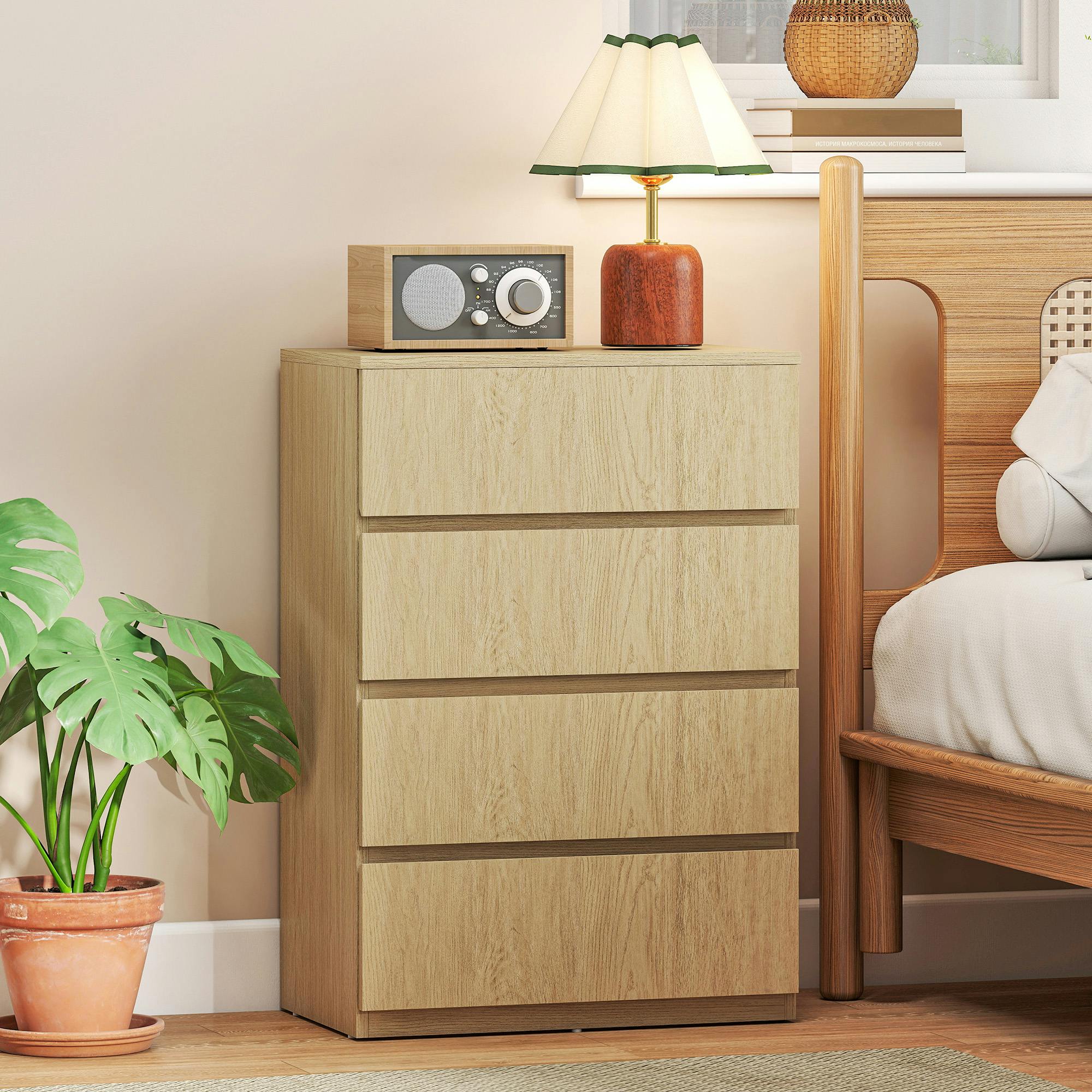 Rackhams Bedroom Chest Of Drawers, 4 Drawers Dresser, Drawer Unit - Natural