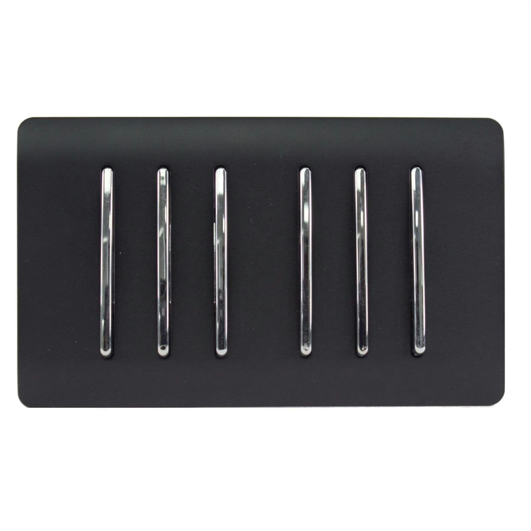 B&Q -  Trendi Artistic Modern Glossy 6 Gang 2 Way Rocker Double Plate Tactile Light Switch Matt Black - Image 5