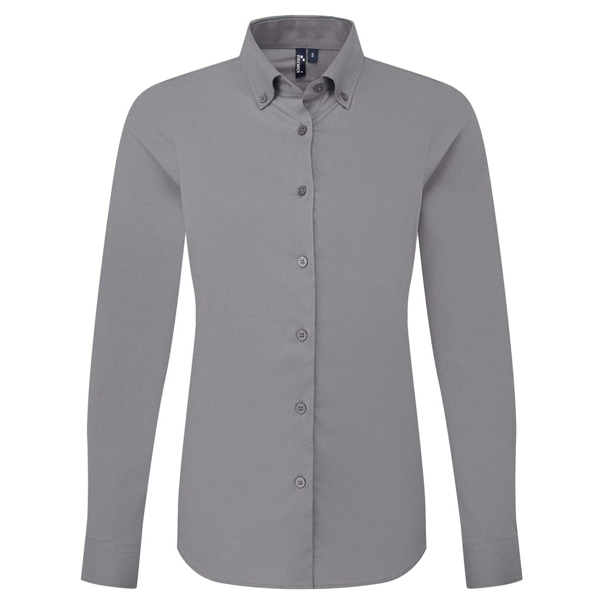 Premier Women's Dark Grey Supreme Oxford Long-Sleeved Shirt In | Size: Medium - Image 2