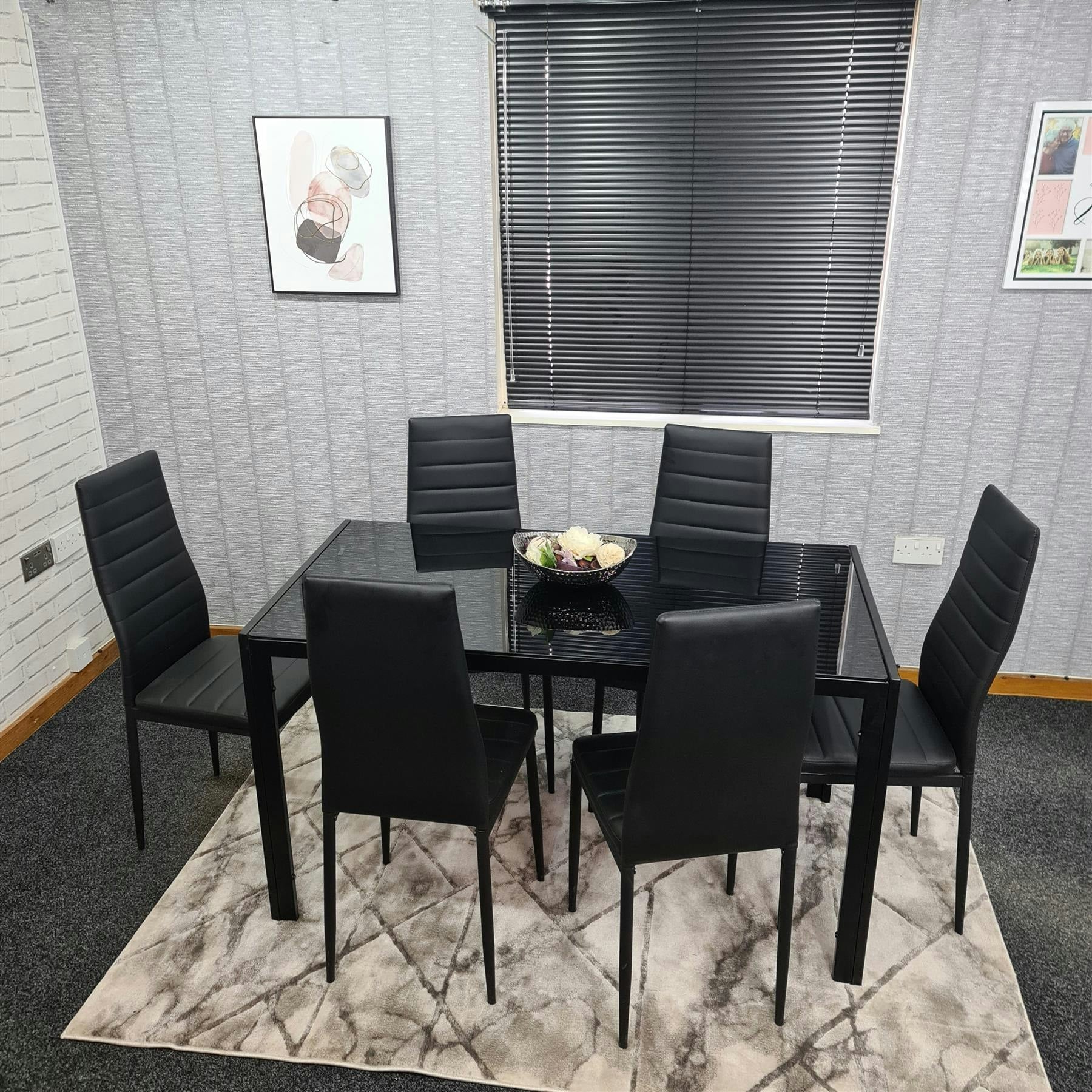 Rackhams Black Dining Table Set With 6 Chairs Dining Room And Kitchen Table Set Of 6