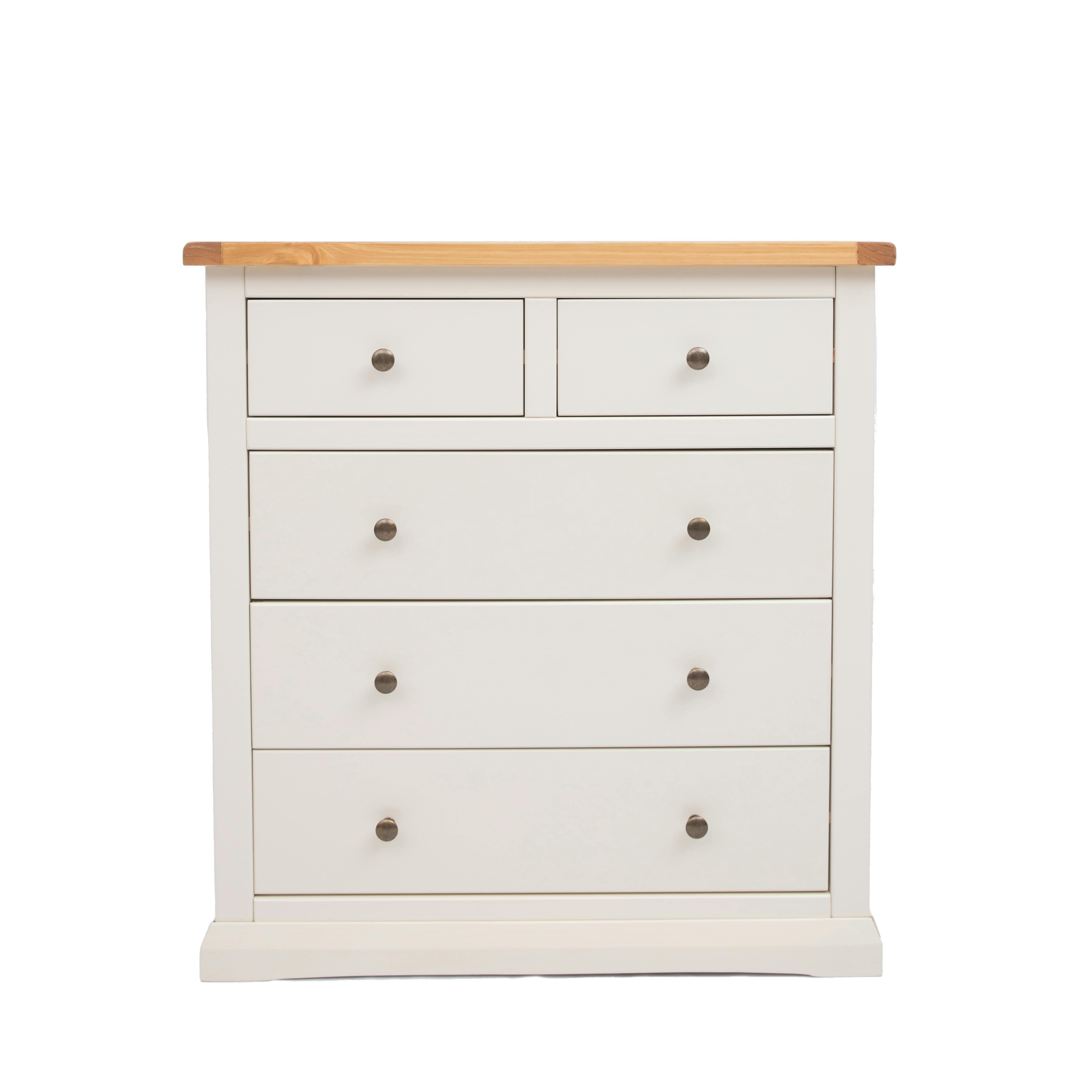 Rackhams White Castelli 5 Drawer Chest Of Drawers Brass Knob - Off