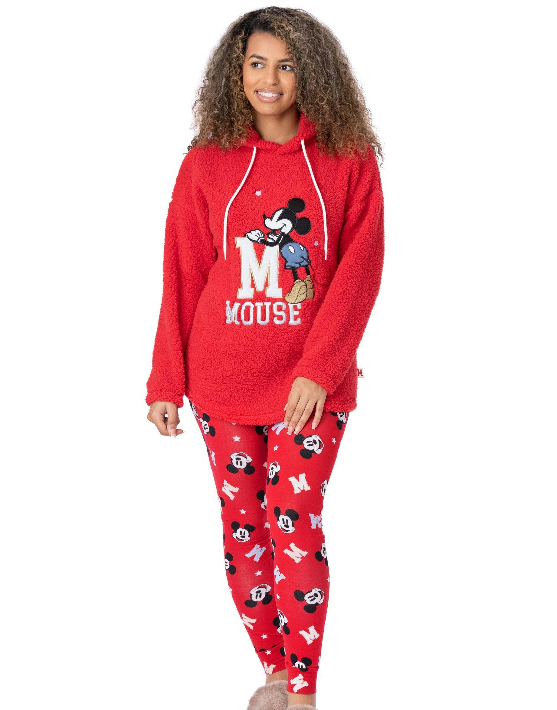 Vanilla Underground Women's Red Disney Mickey Mouse Long Sleeve Long Leg Pyjama Set - Small