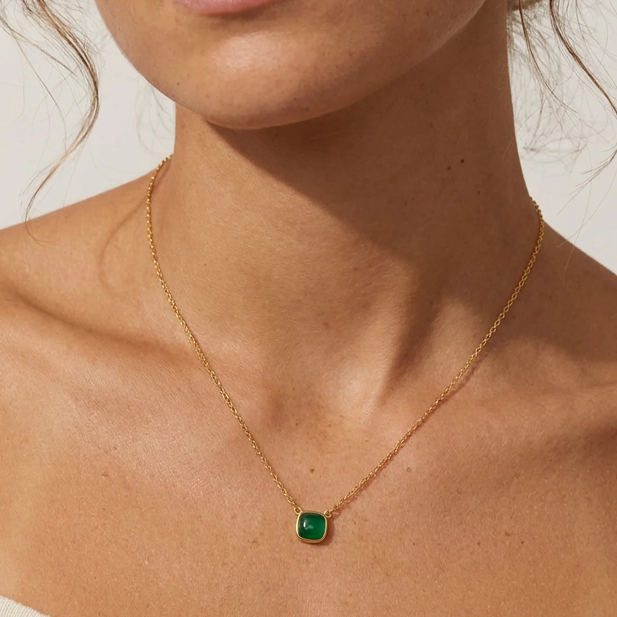 Muchv Green/Gold Emerald Square Necklace In 18K