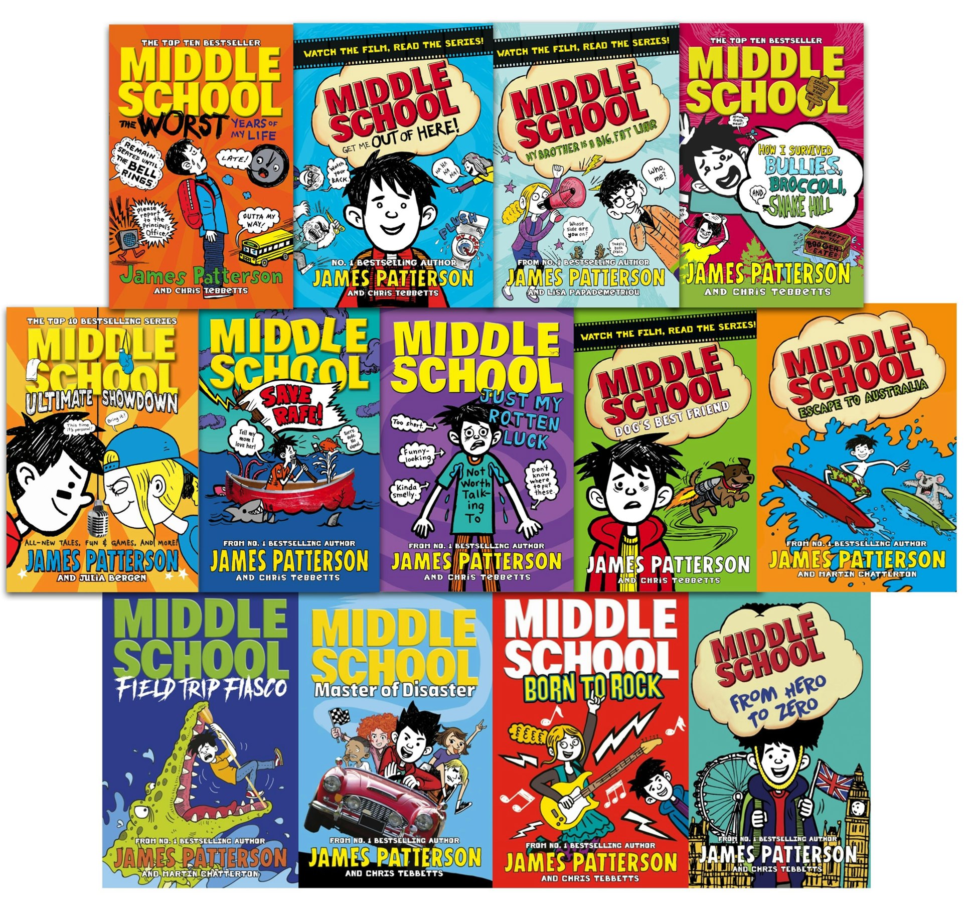 Arrow Middle School By James Patterson 13 Books Collection Set Escape To Australia, Field Trip Fiasco