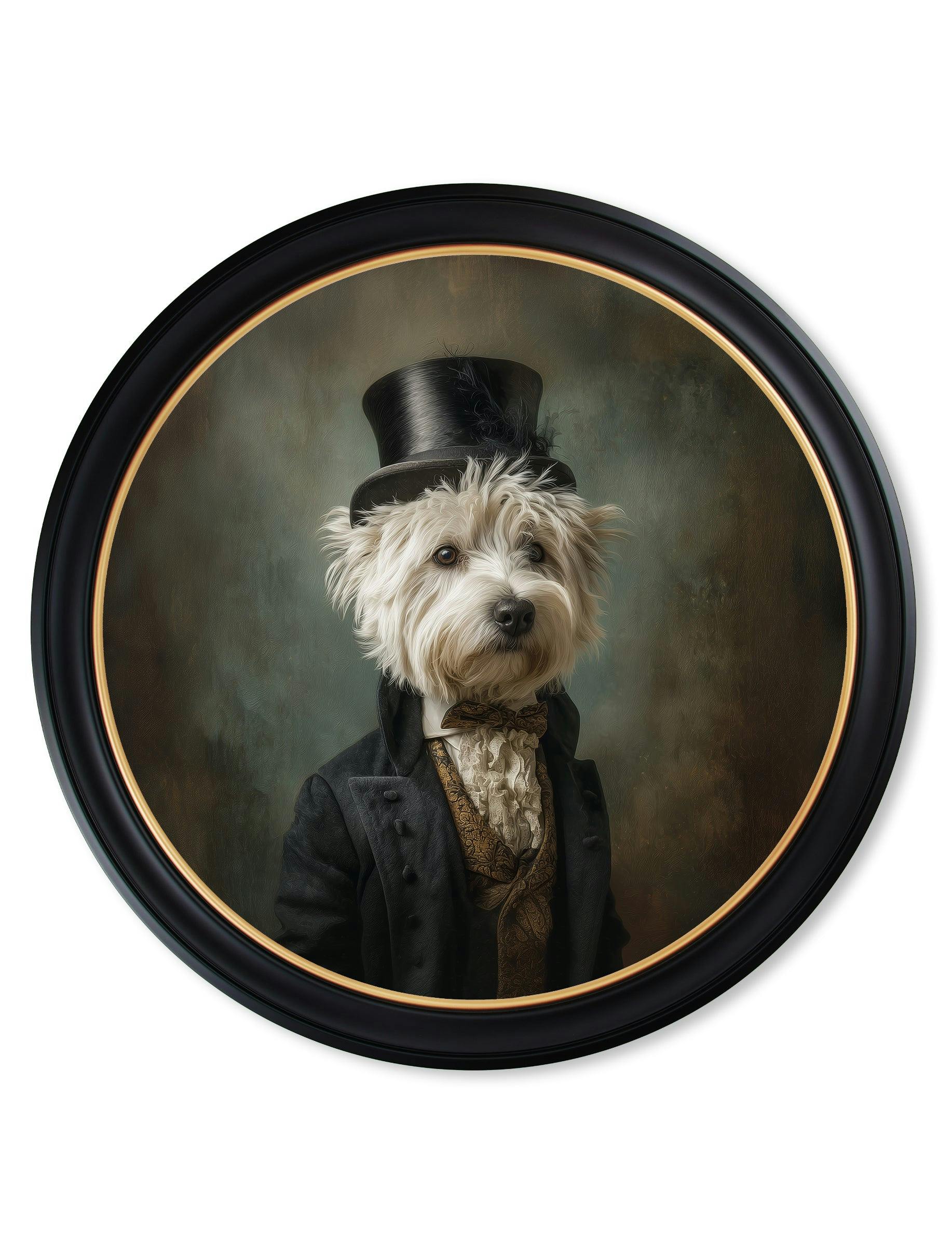 Rackhams Dark/White/Black Lord Westly Tail - Gentleman Westie Oxford Round Frame - 96 X 96Cm