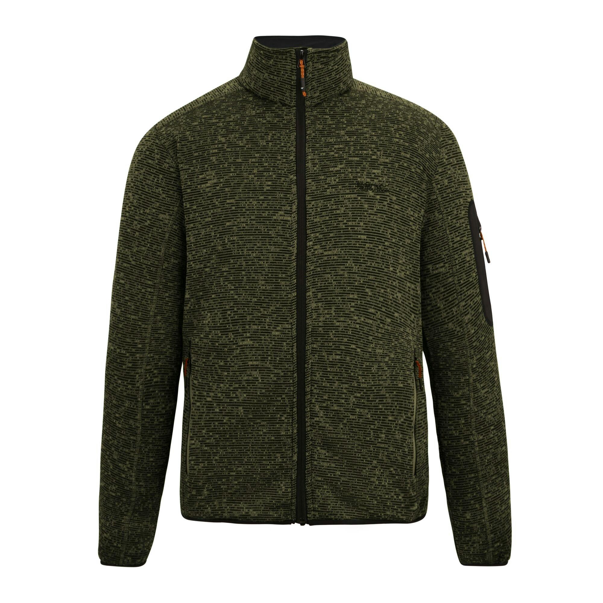 Regatta Men's Dark Newhill Marl Full Zip Fleece Jacket - Khaki - M - Khaki - 70% Polyester/30% Recycled Polyester