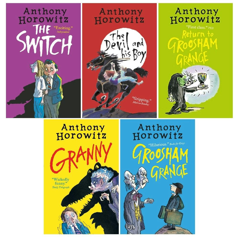 Walker Books Boys Anthony Horowitz Wickedly Funny 5 Books Collection Set (Groosham Grange, Return To Groosham Grange, The Switch, Granny, The Devil And His )