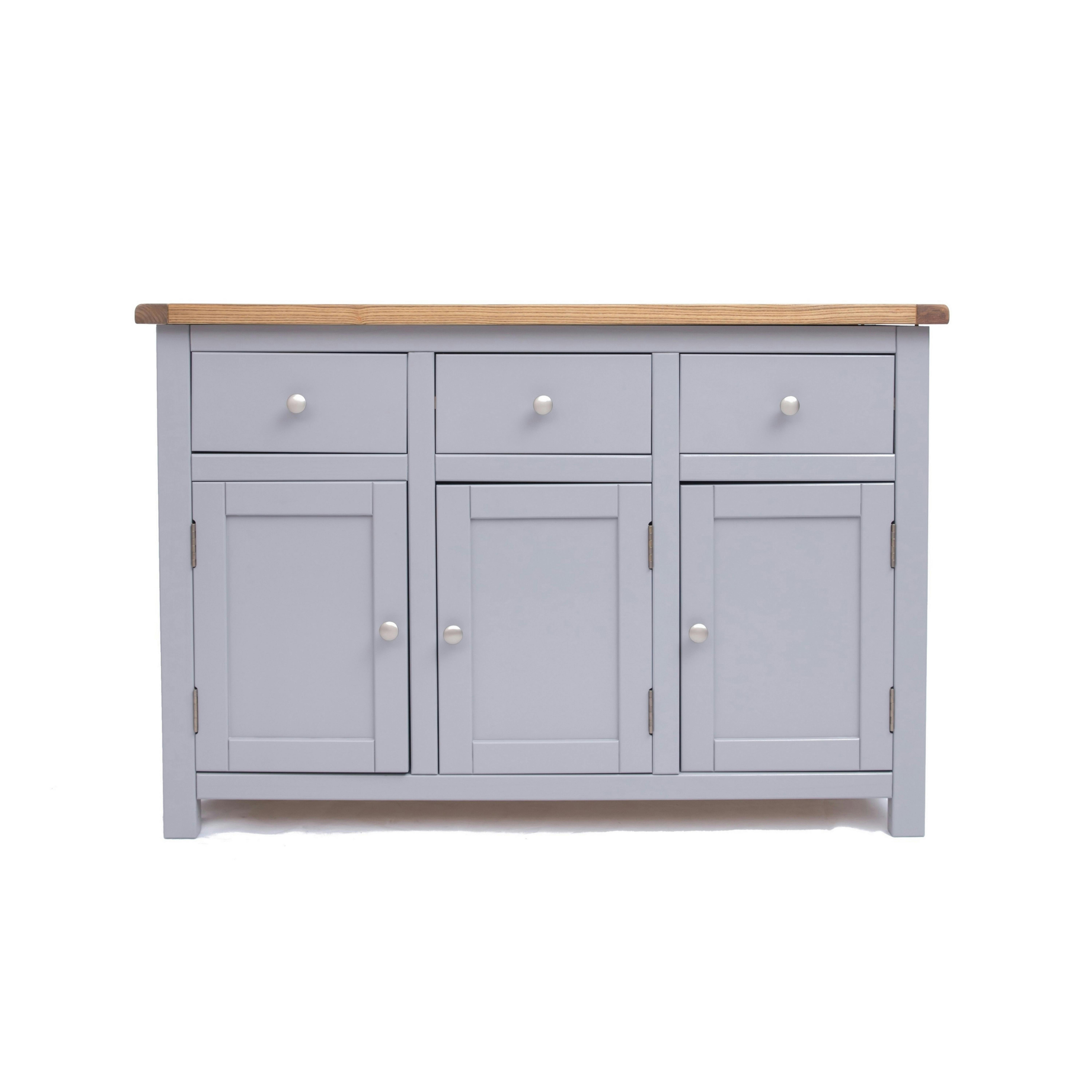 Rackhams Grey Mirano 3 Drawer 3 Door Sideboard Chrome Knob