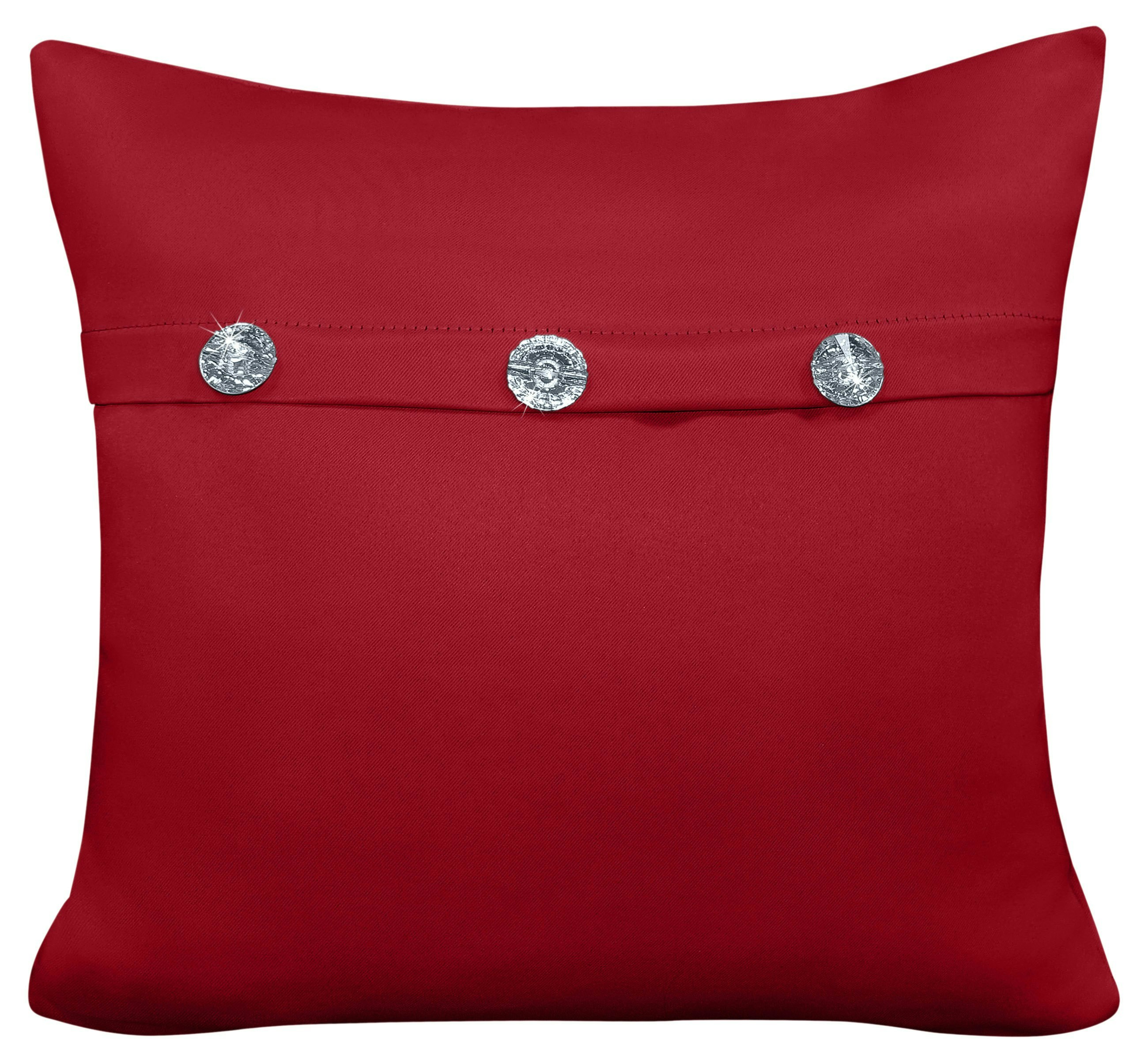 Velosso Red Mock Button Gem Stone Fashion Cushion - 43Cm X 43Cm