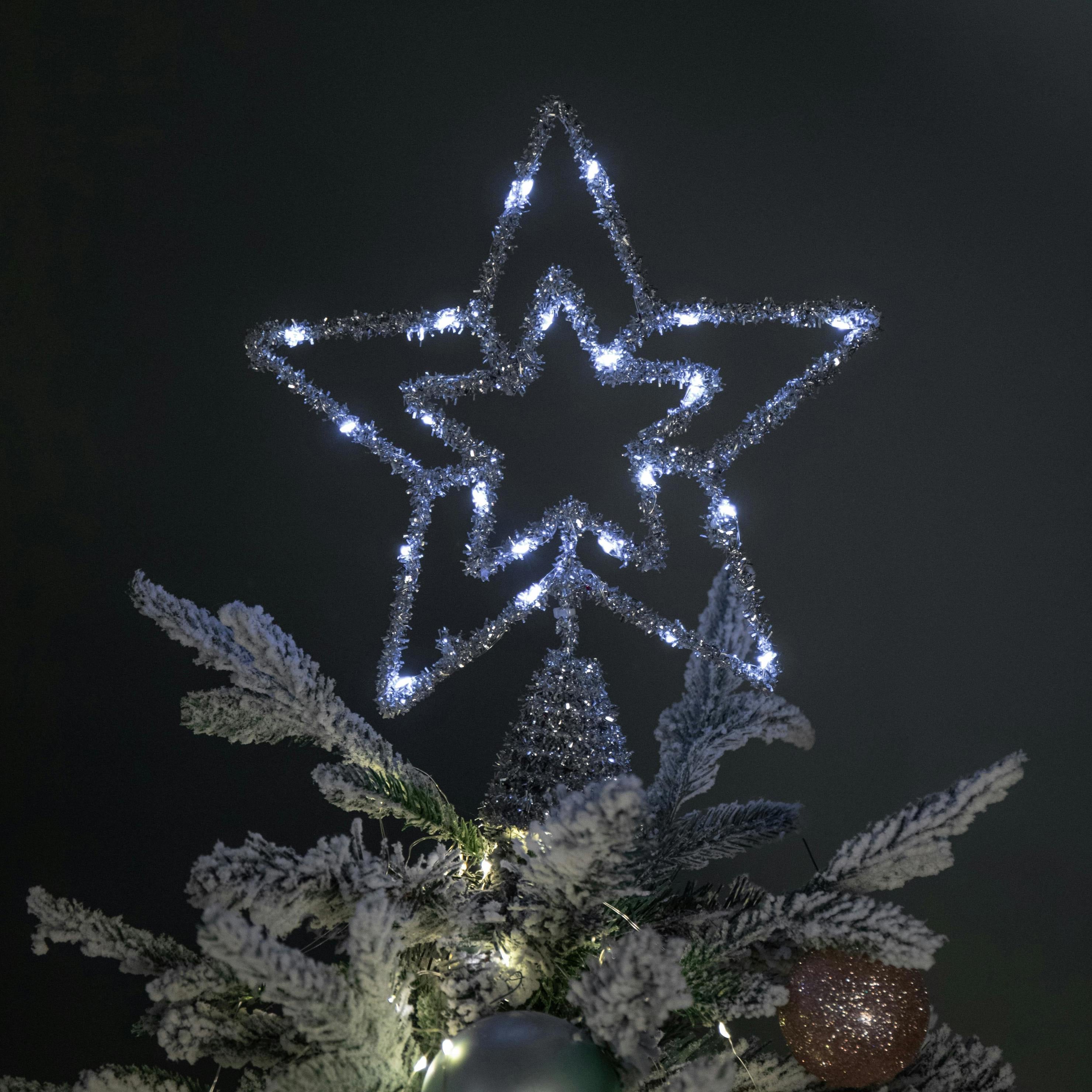 Silver/White 28Cm Battery Powered Christmas Star Tree Topper With Multi-Action Leds - Image 4