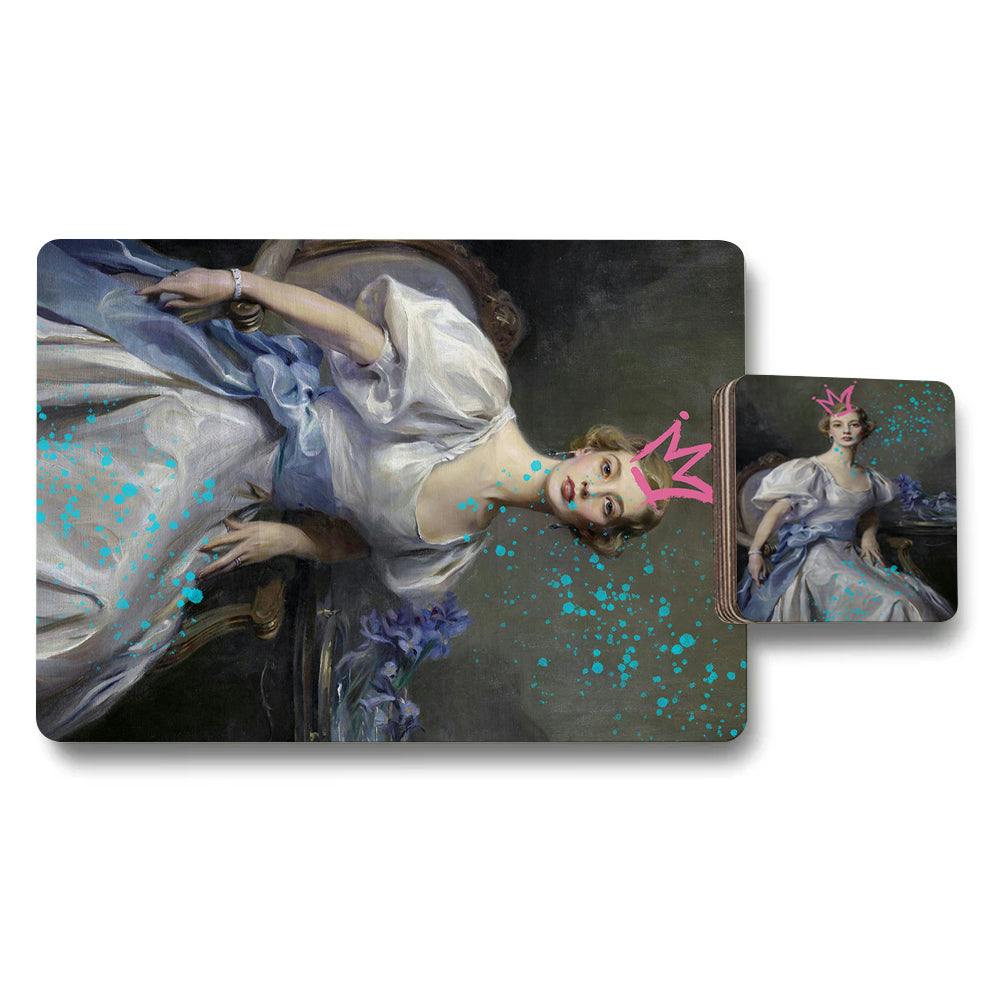 Rackhams Set Of 12 Placemats And Coasters With Designer Artwork And Wood Bottom