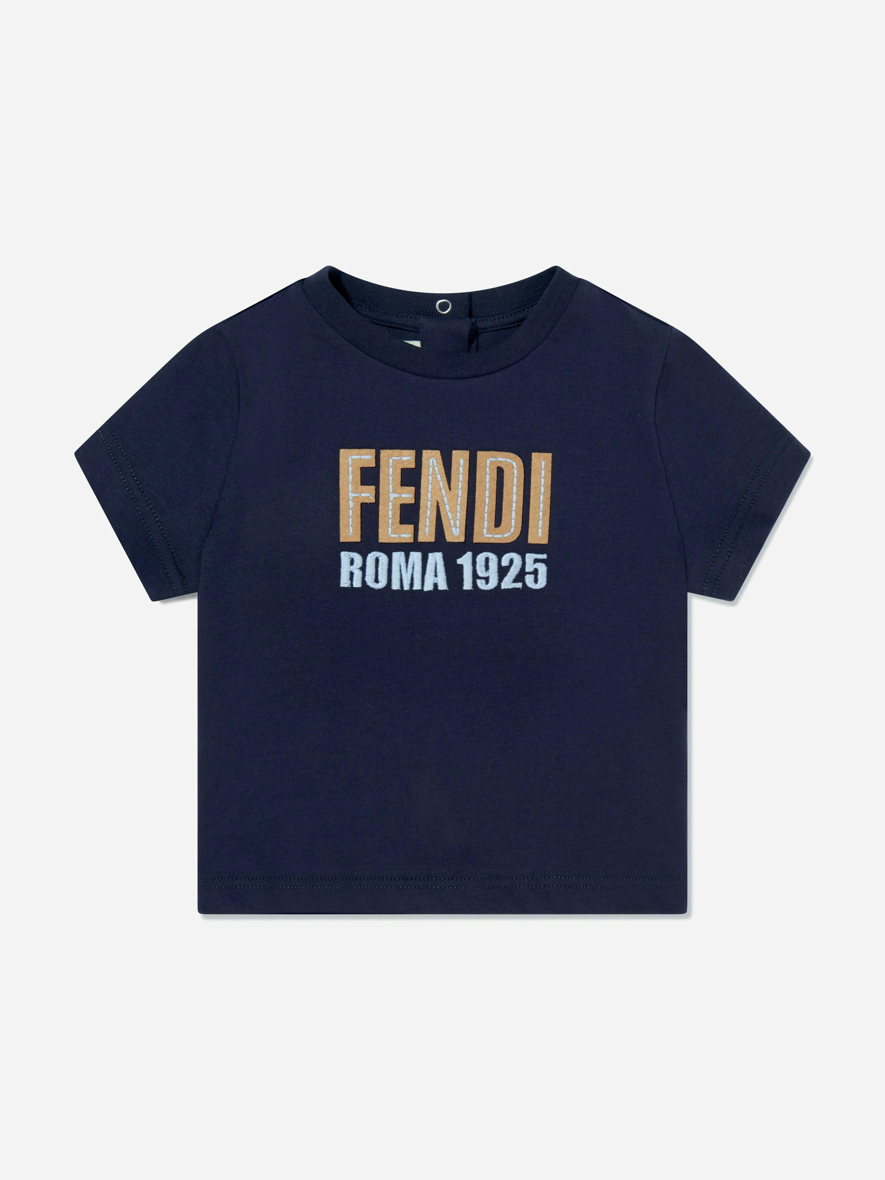 Fendi Kids Boys Fendi Baby Logo T-Shirt In Navy - Navy - 36 Mths