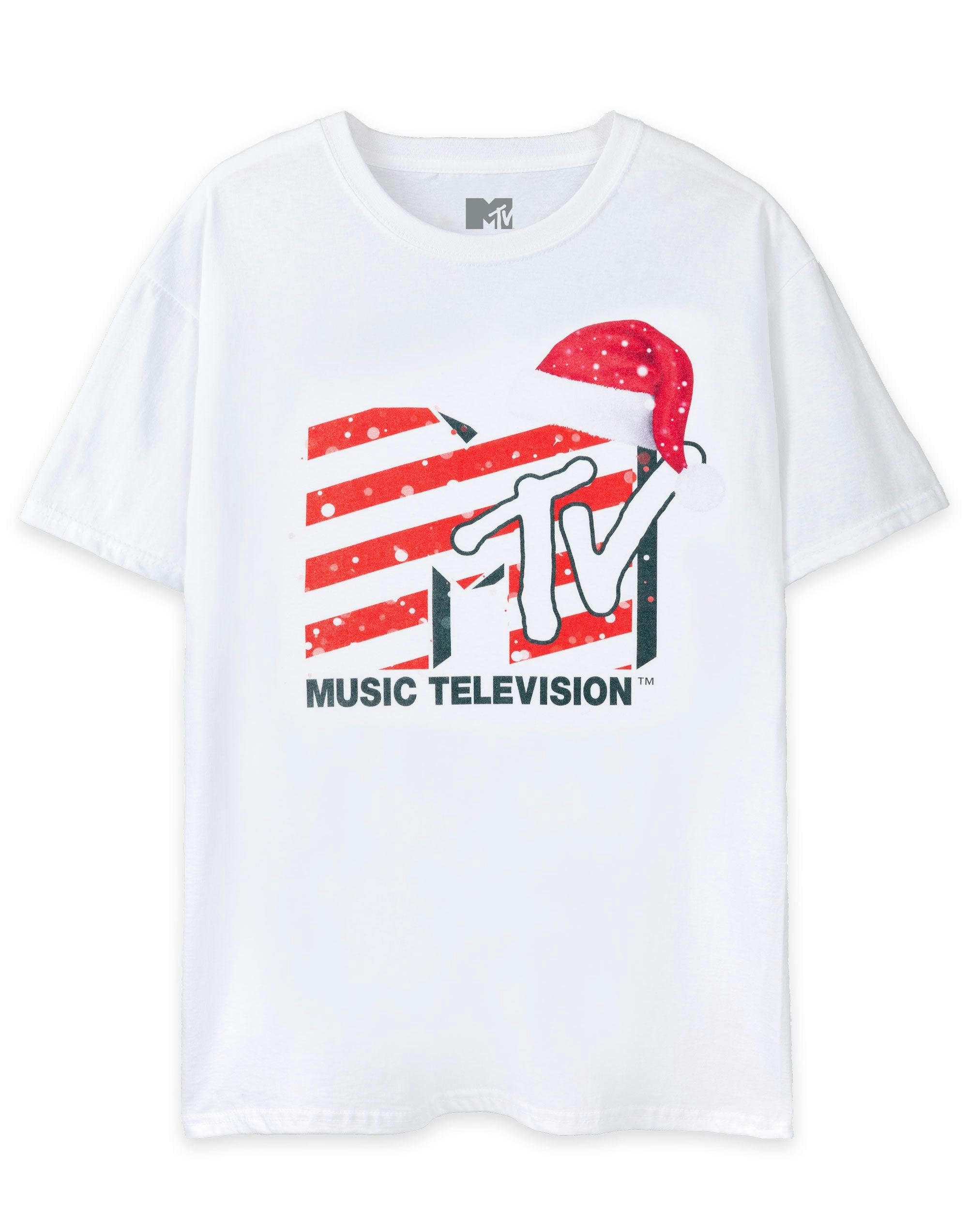 Vanilla Underground Unisex White Mtv Santa Hat Short Sleeved T-Shirt - Small