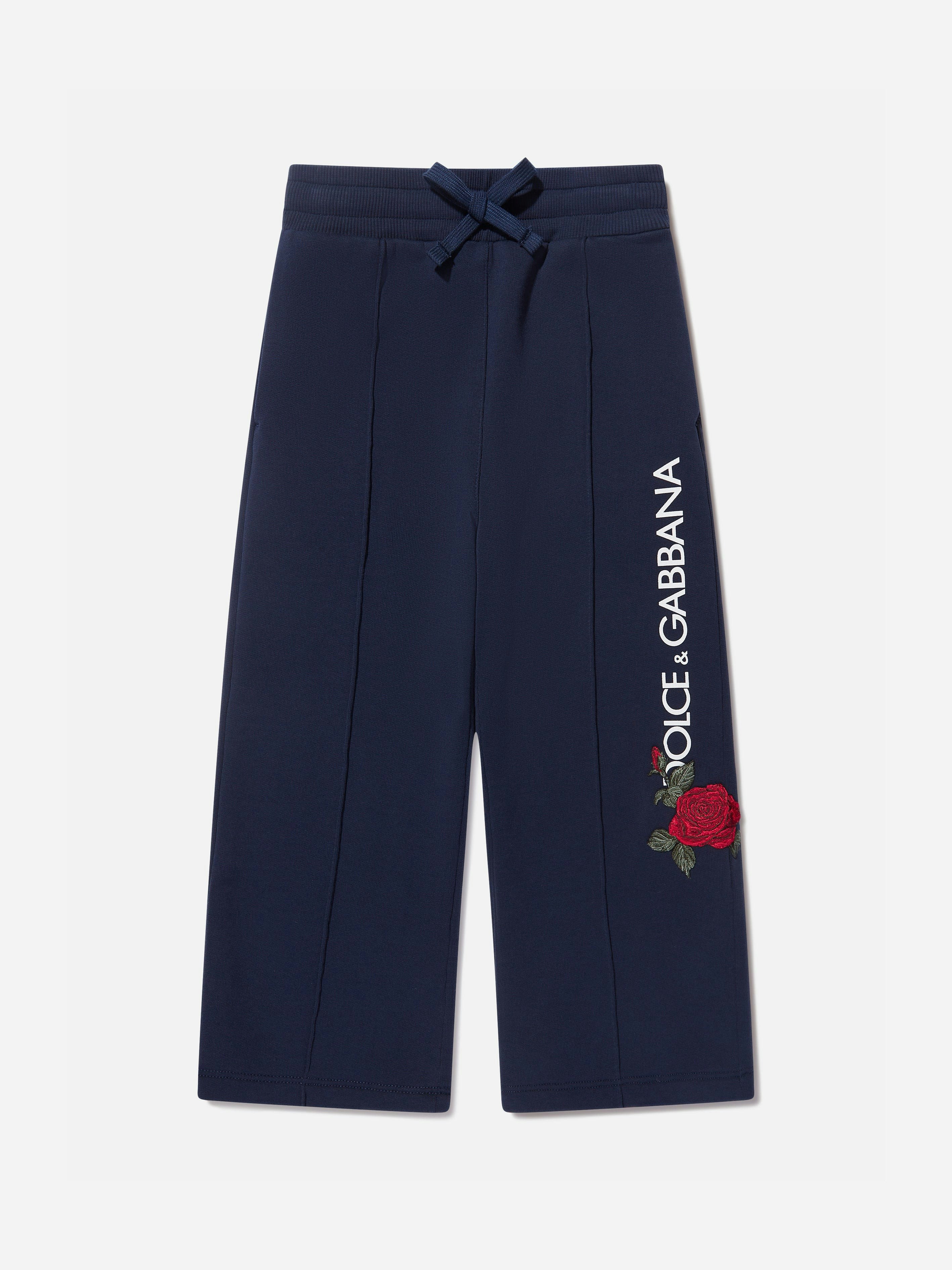 Dolce & Gabbana Kids Girls Blue Dolce & Gabbana Logo Joggers In - 10 Yrs