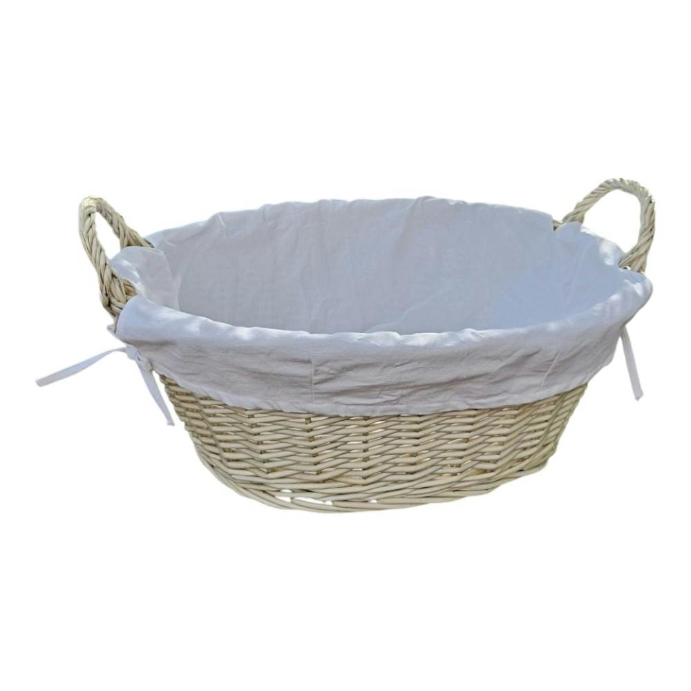 Red Hamper Mellow Buff Willow Cotton Lined Laundry Basket