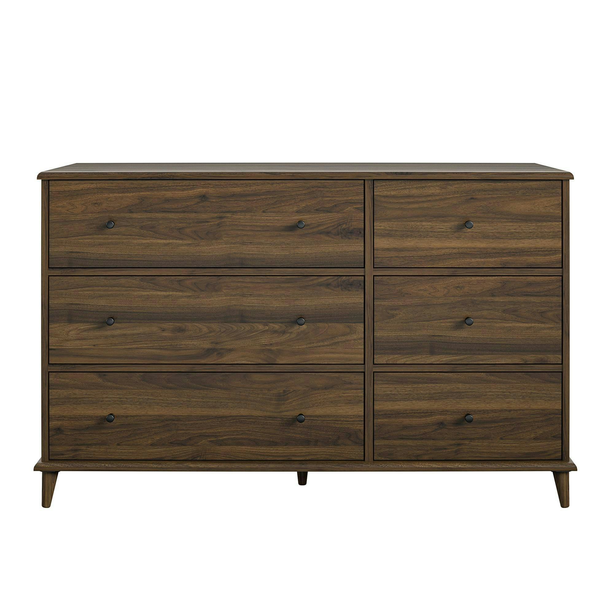 Dorel Home Brown Farnsworth 6 Drawer Dresser Walnut
