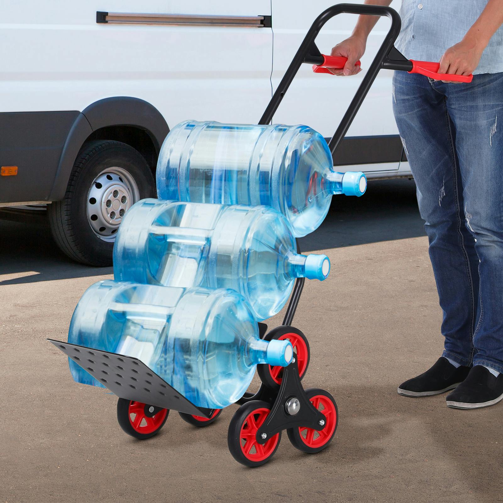 Rackhams Durhand Climbing Stairs Trolley Hand Trucks 6-Wheels Foldable Load Cart Steel