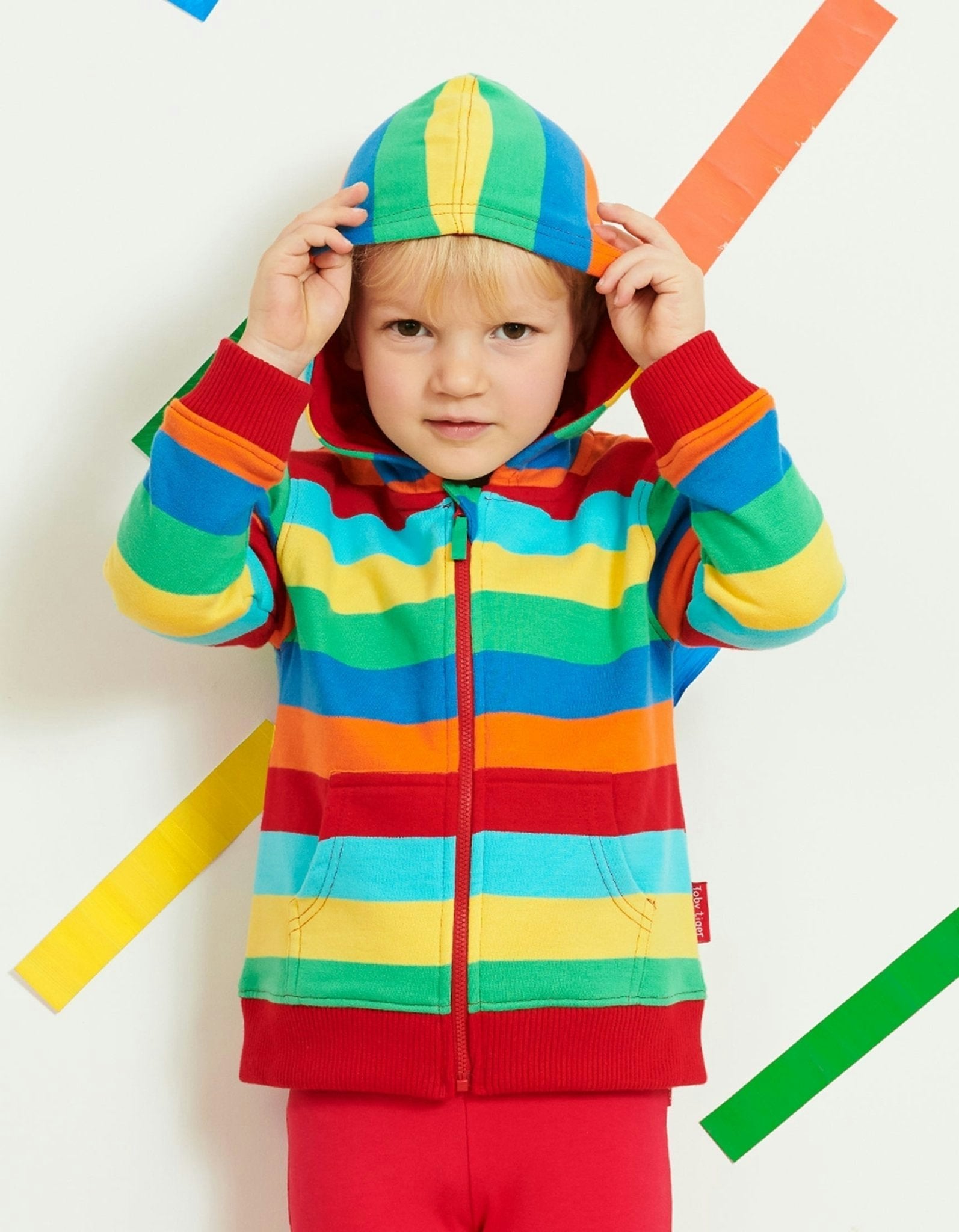 Toby Tiger Organic Multi Stripe Hoodie - 18-24M / 92Cm