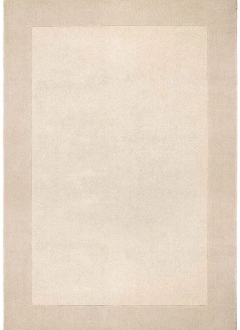 Rackhams Beige Borders Wool Rug - 160X230 Cm