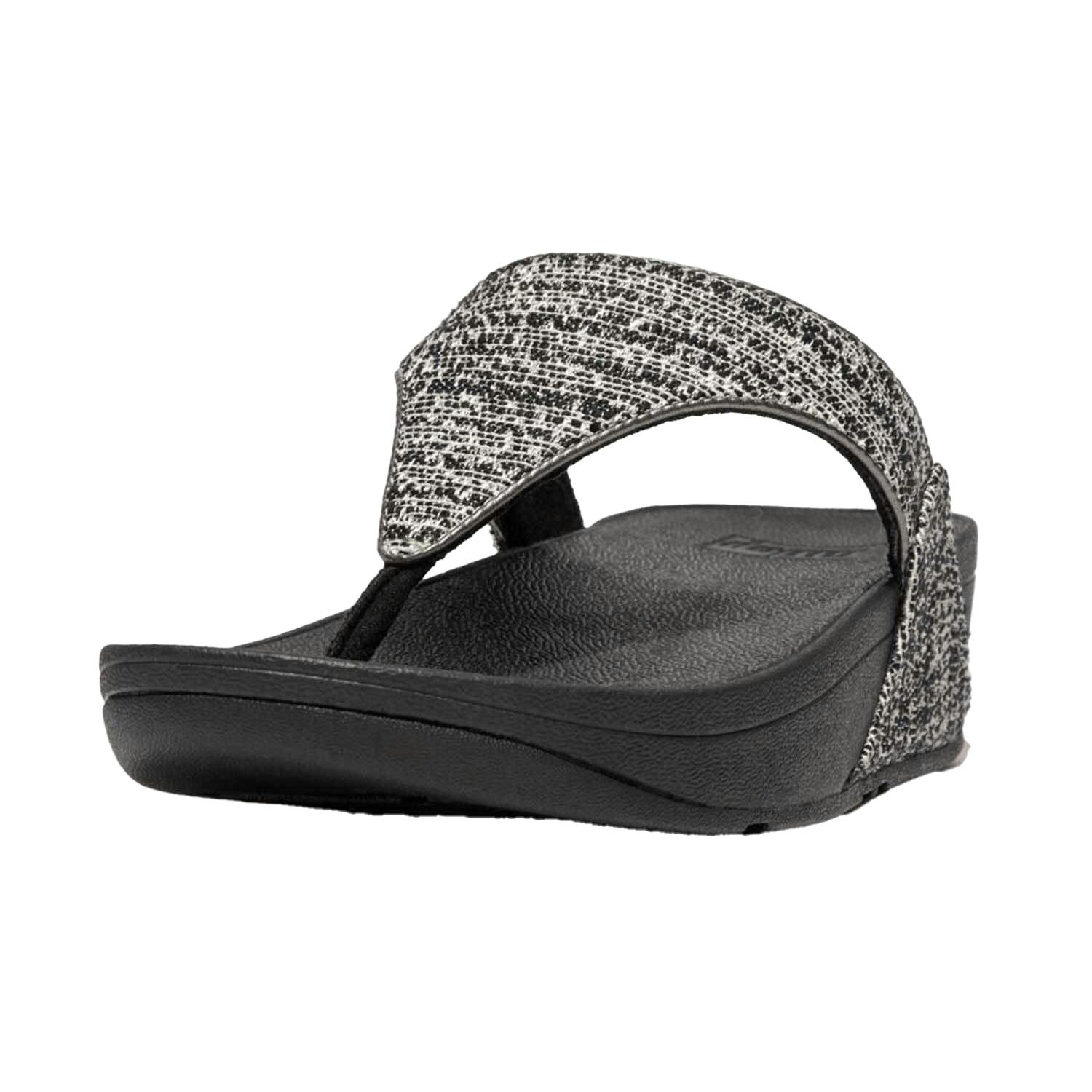 Fit Flop Women's Black / Lulu Shimmer Weave Toe Post Sandals - 9 Uk - 100% Mixed