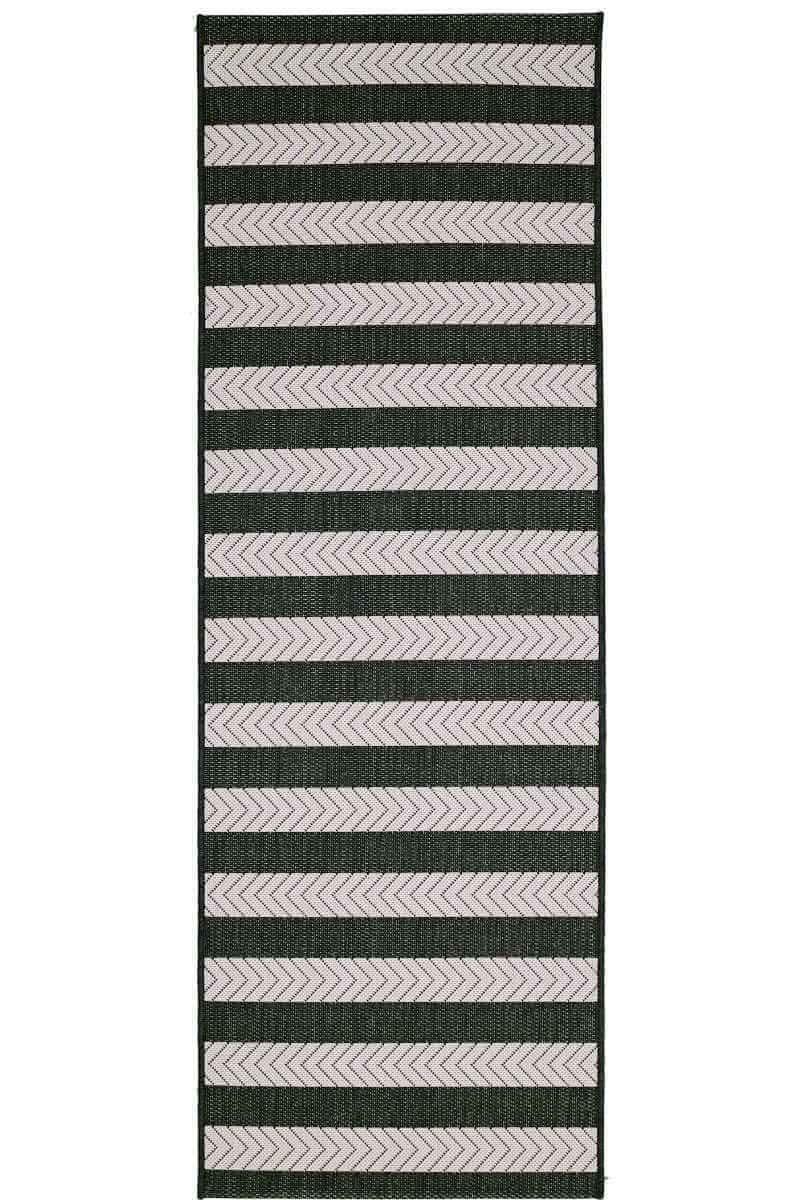 Rackhams Black County Stripe Rug – Indoor & Outdoor - 67X300 Cm