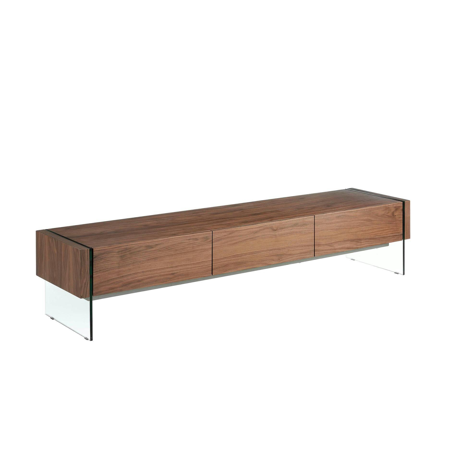 Rackhams Walnut And Tempered Glass Tv Stand 3085