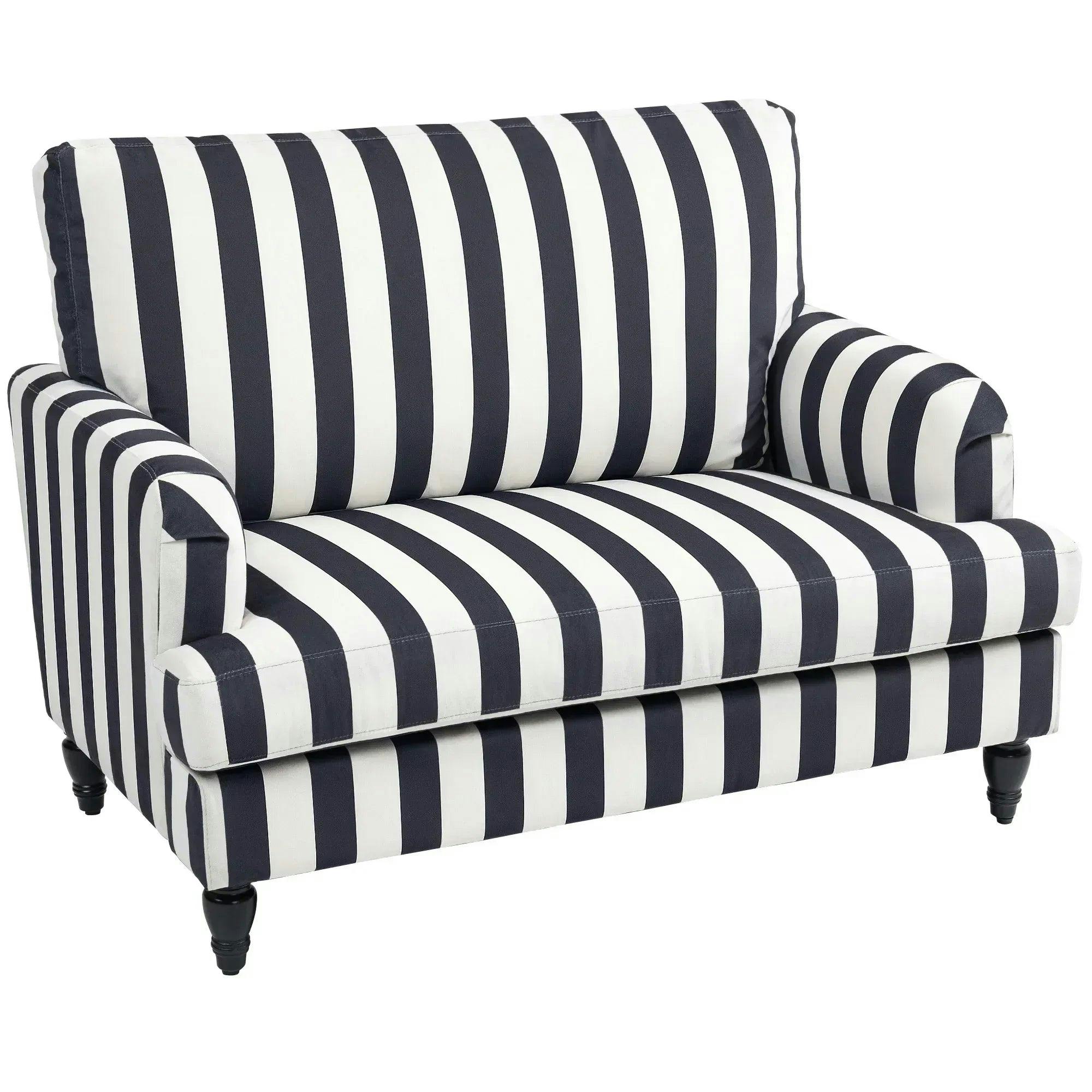 HOMCOM Cuddle Chair with Stripe, Armchair for Living Room, Black & White - Image 4