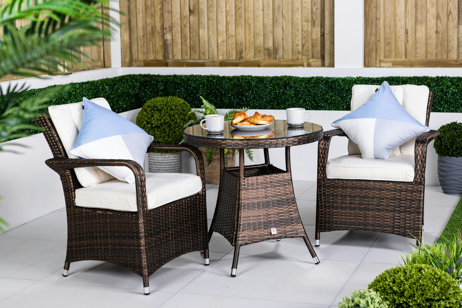 Rackhams Brown Arizona Rattan Garden Bistro Set Patio Table And Chairs - 1