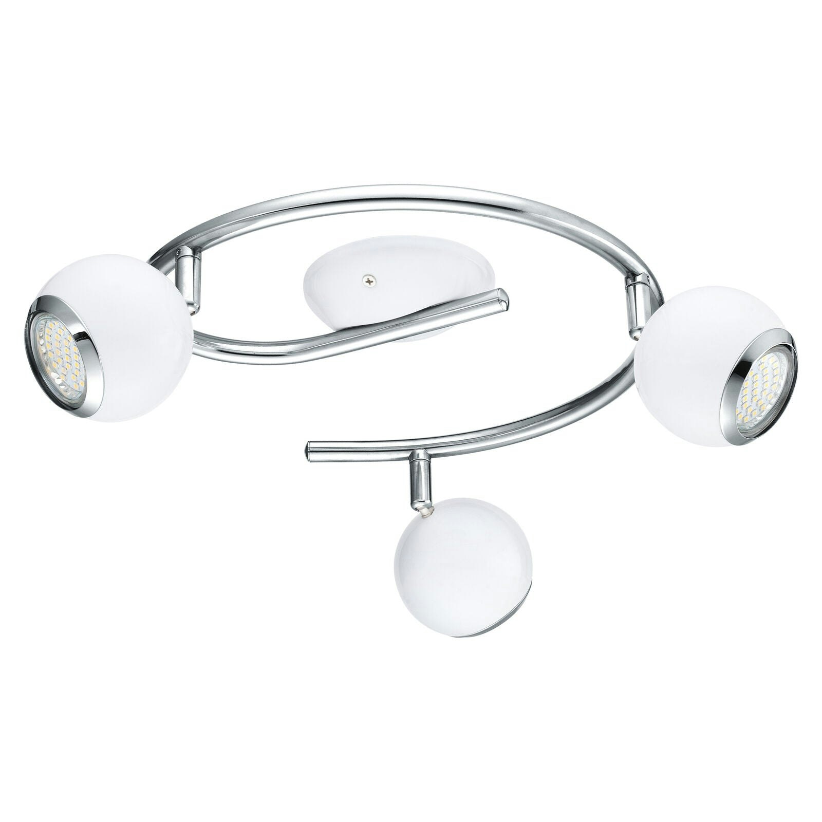 Loops Light/White Flush Spots Ceiling Colour Chrome Shade Bulb Gu10 3X3w Incl. Size 3