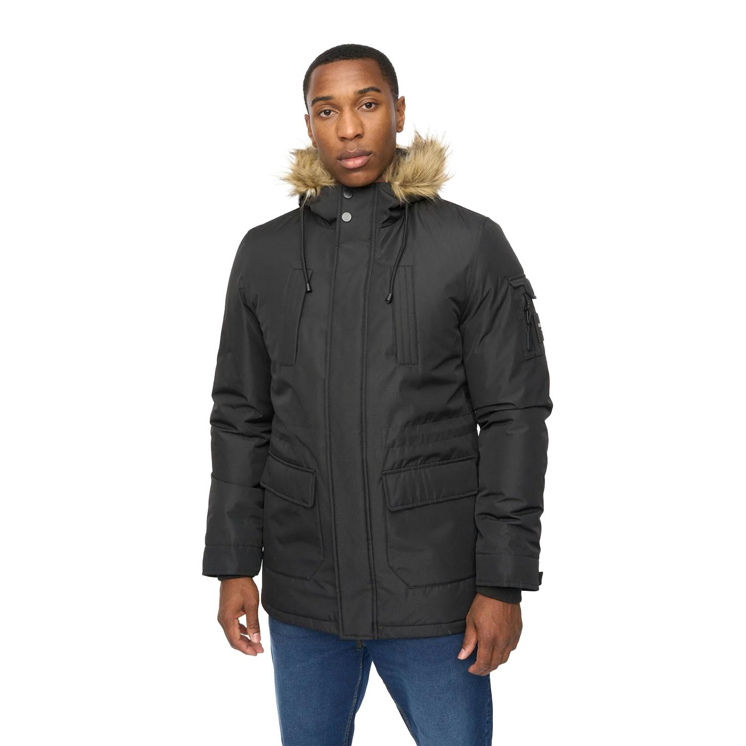 Crosshatch Men's Black Parkmoore Mve Parka - Xl - 100% Polyester