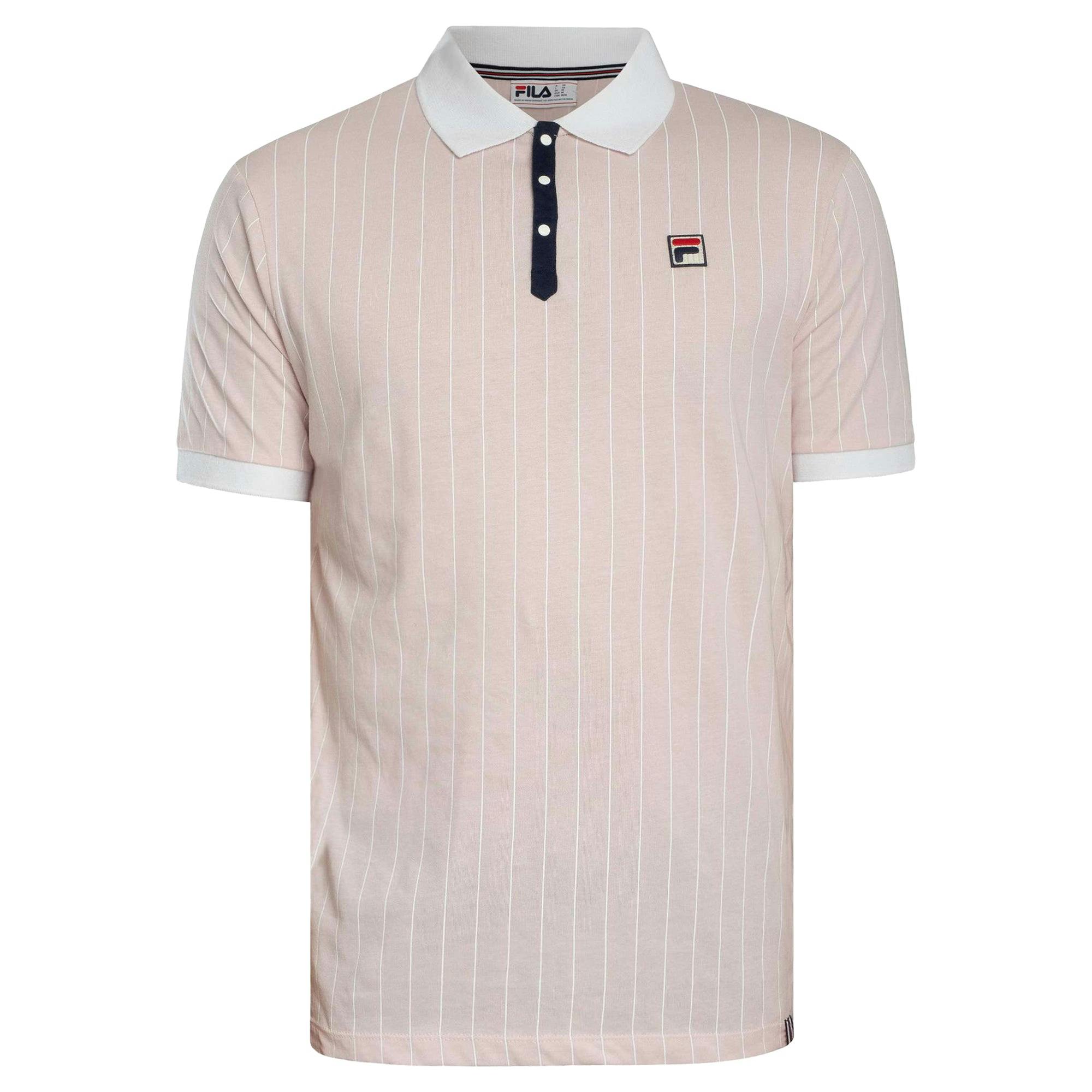 Fila Lilac/White Bb1 Classic Striped Polo Shirt Pale /Fila Navy - L