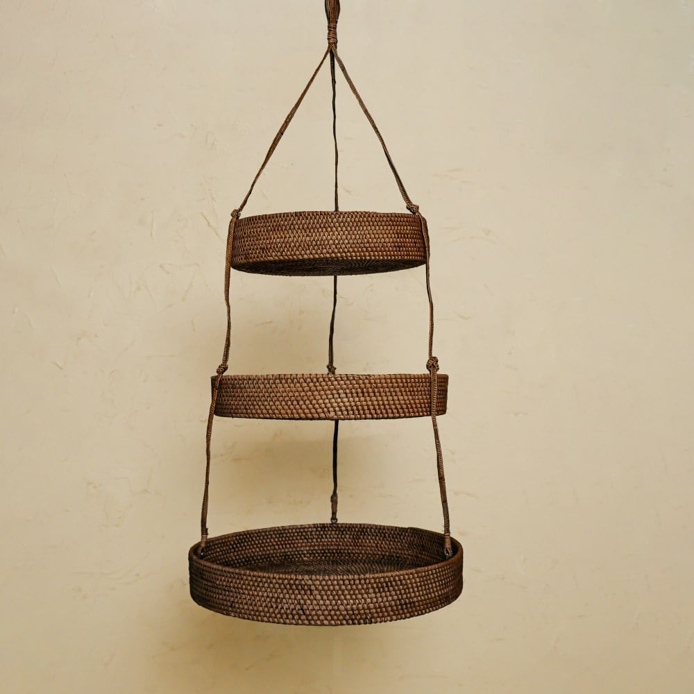 Rackhams Dark/Brown Hanging Basket Rattan - Kitchen Counter Organisation