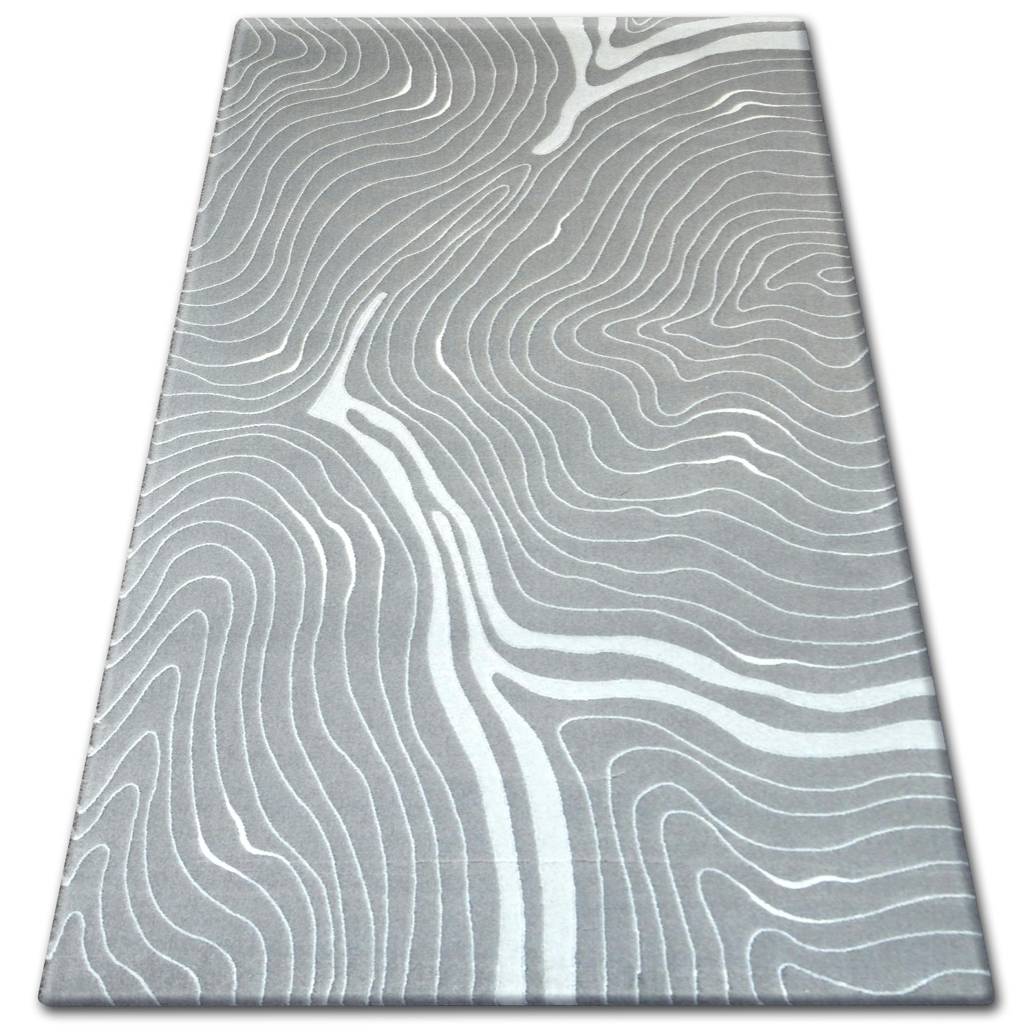 Rackhams Grey Andere Rectangular Rug - Abstract Contour Lines - Acrylic - 80Cm X 150Cm