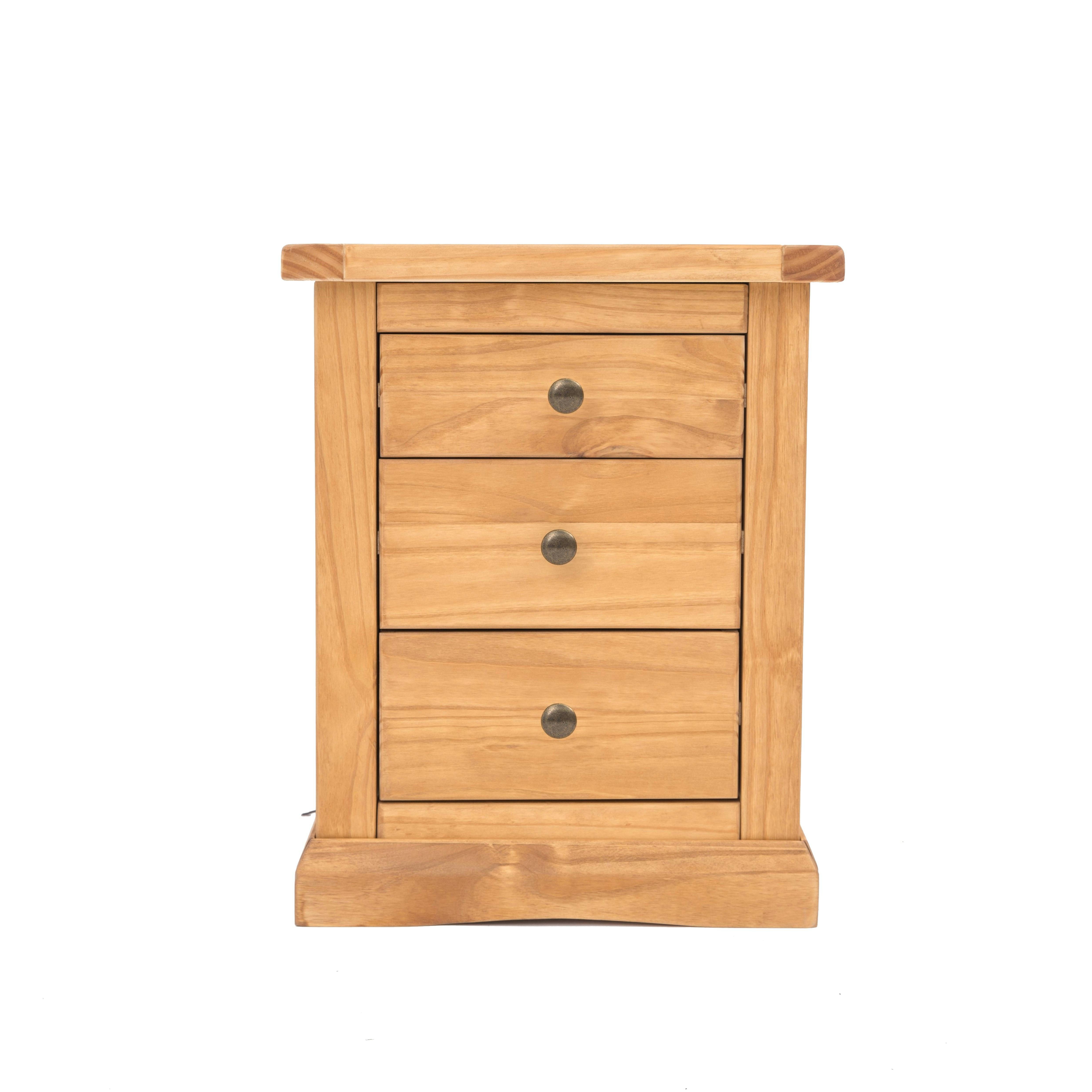 Cabinet Bits Light/Brown Lucca 3 Drawer Bedside Table