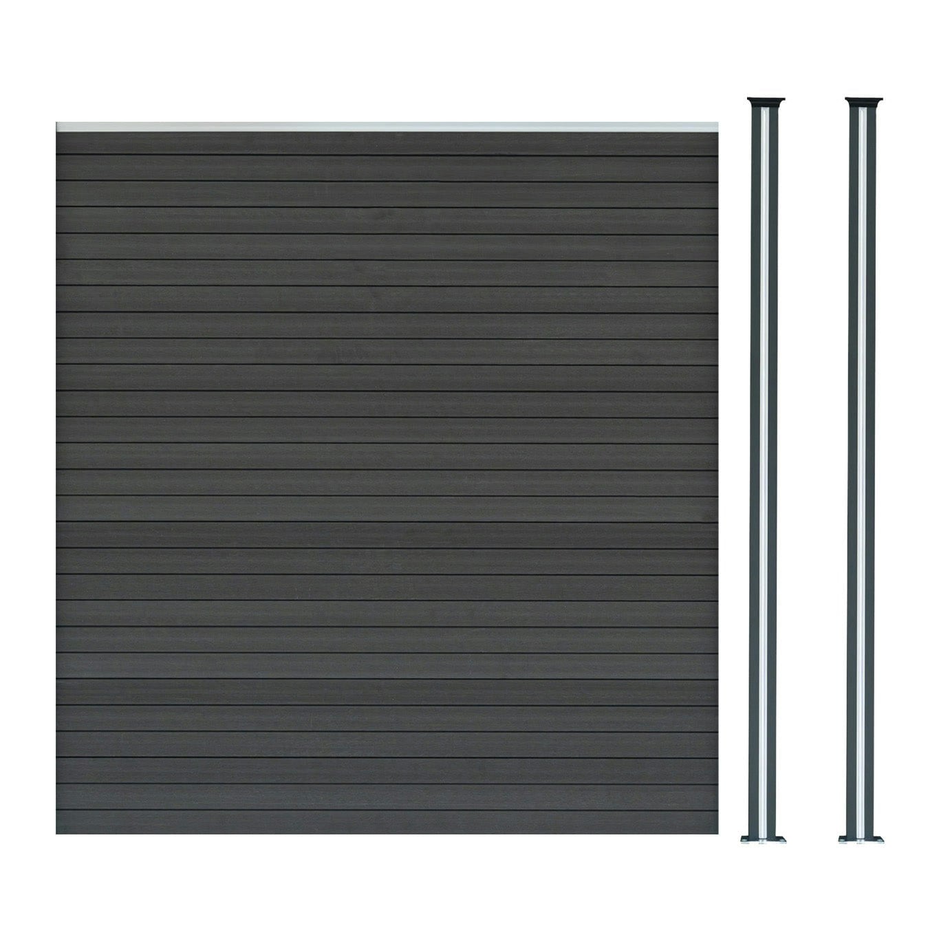 Rackhams Grey Composite Fence Panel & Led Posts X 2